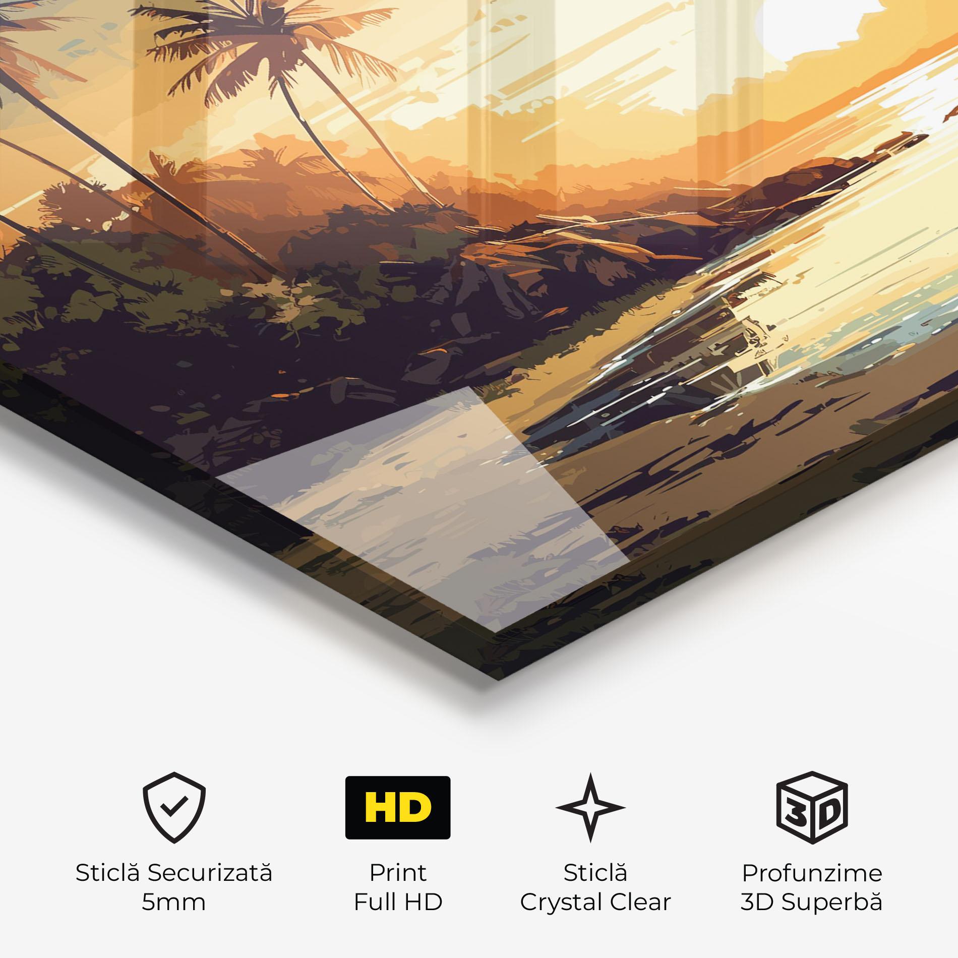 Tablou Sticla Green Yellow Sunset mockup 3