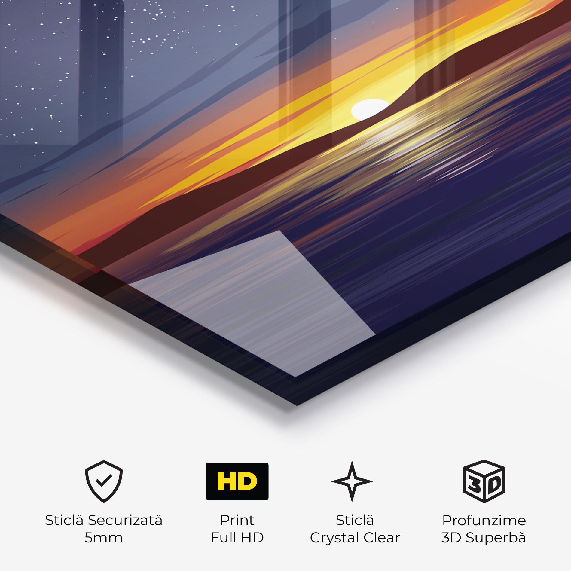 Tablou Sticla Ocean Moon Sunset mockup 3