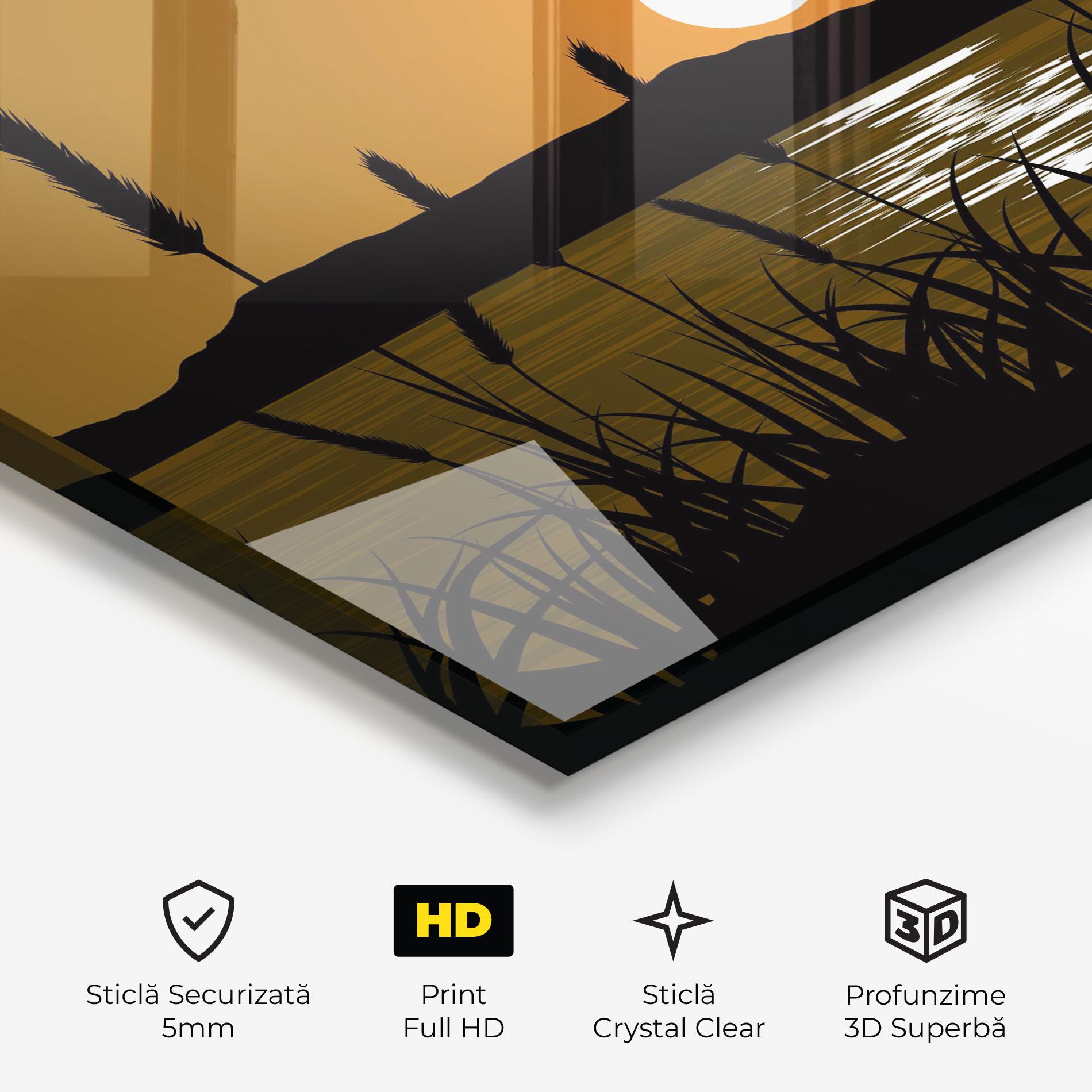 Tablou Sticla Orange Brown Sunset mockup 3