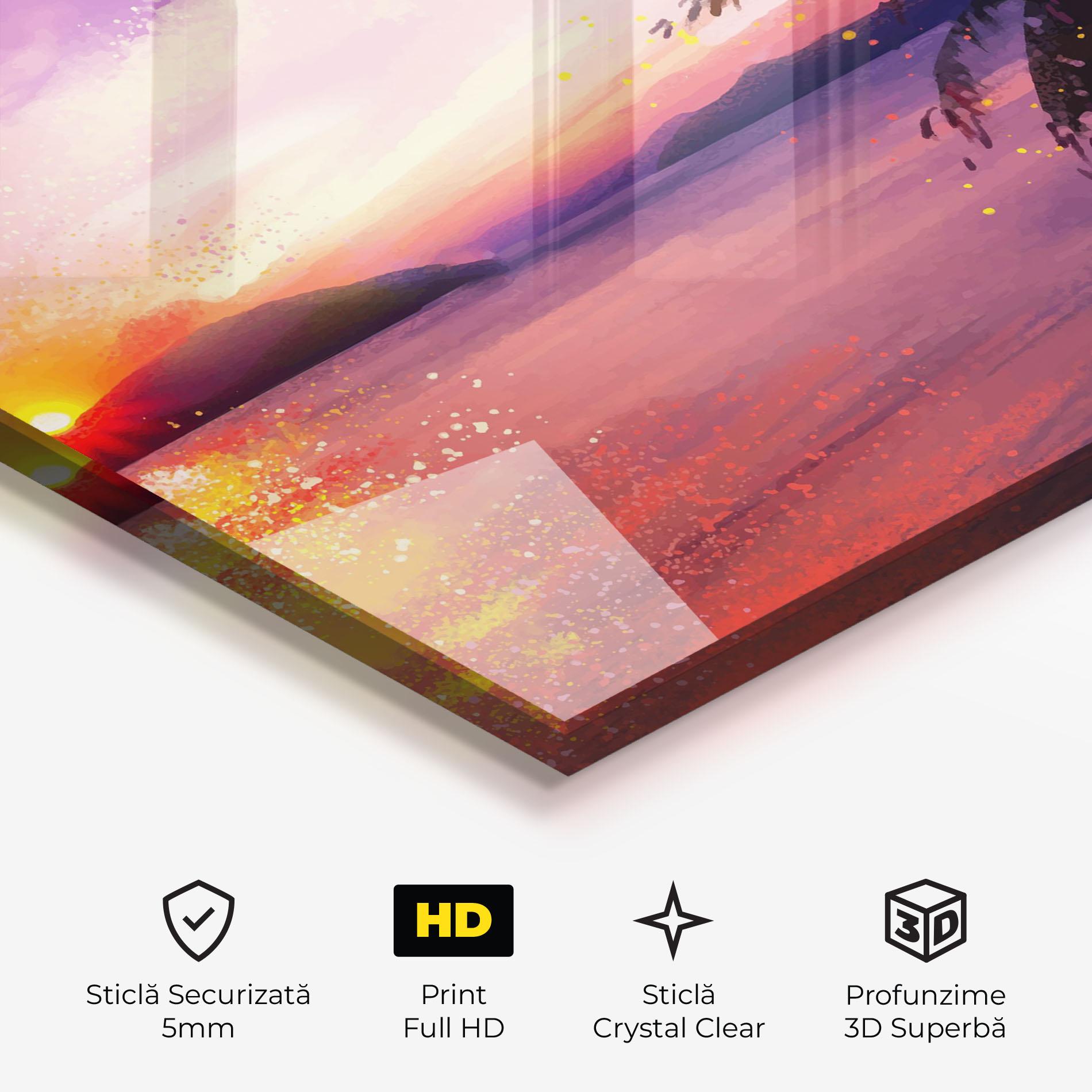 Tablou Sticla Purple Sunrise Art mockup 3