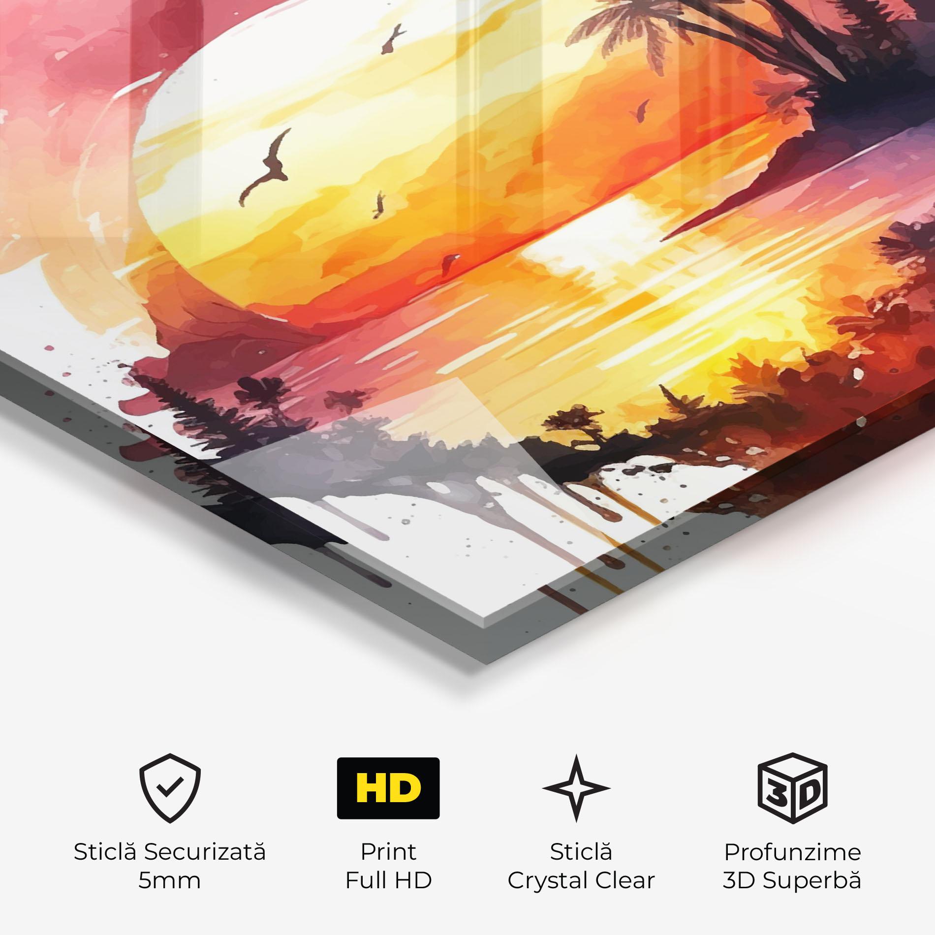 Tablou Sticla Purple Sunset Art mockup 3