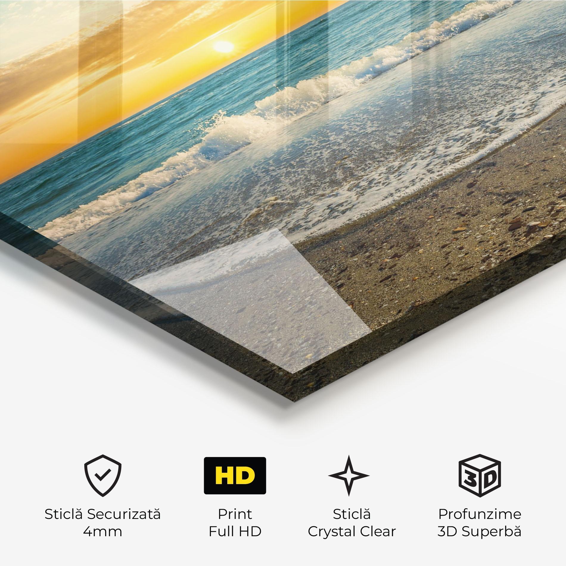 Tablou Sticla Beach Dramatic Sunset mockup 3