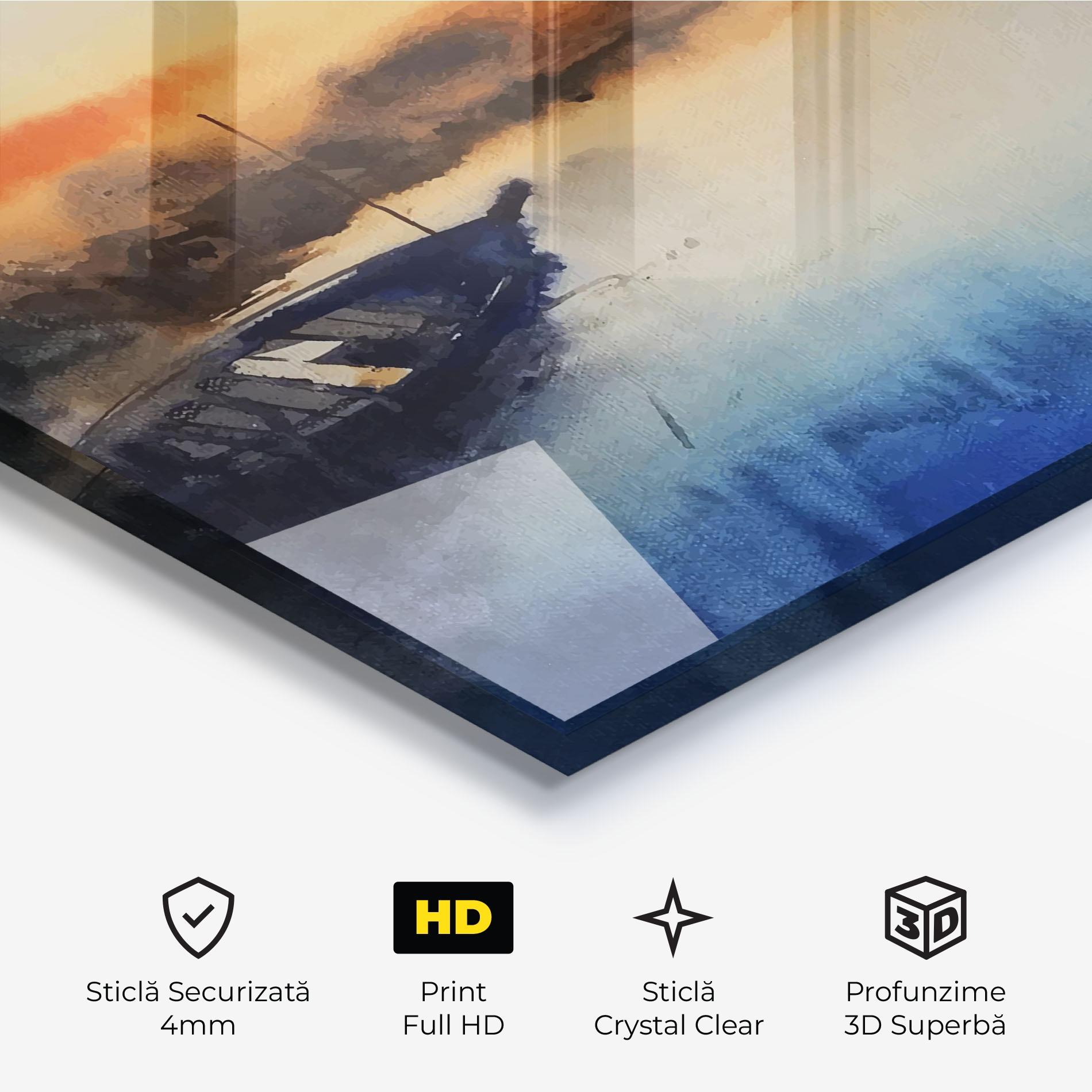 Tablou Sticla Boat Sunset mockup 3