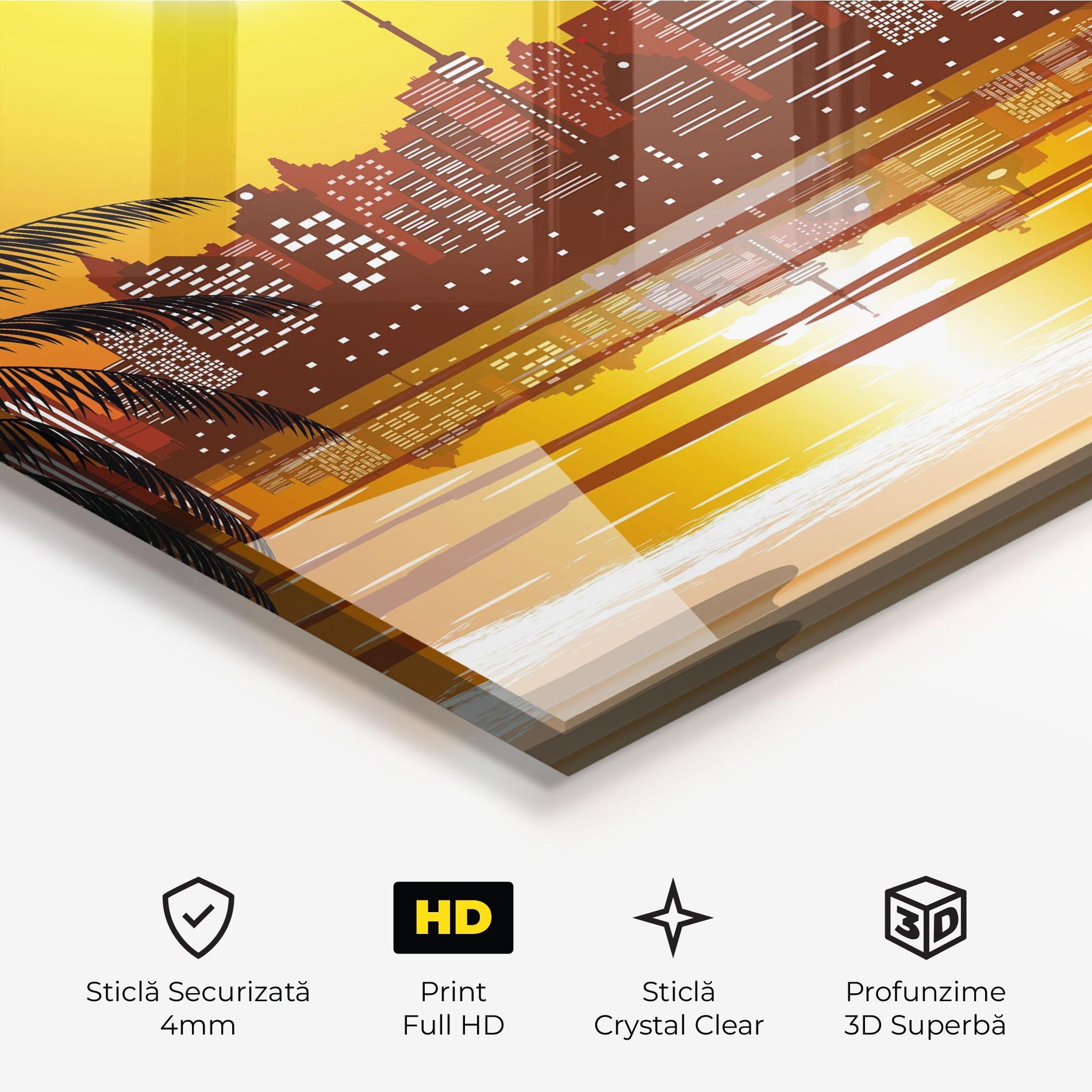 Tablou Sticla City Sunrise View mockup 3