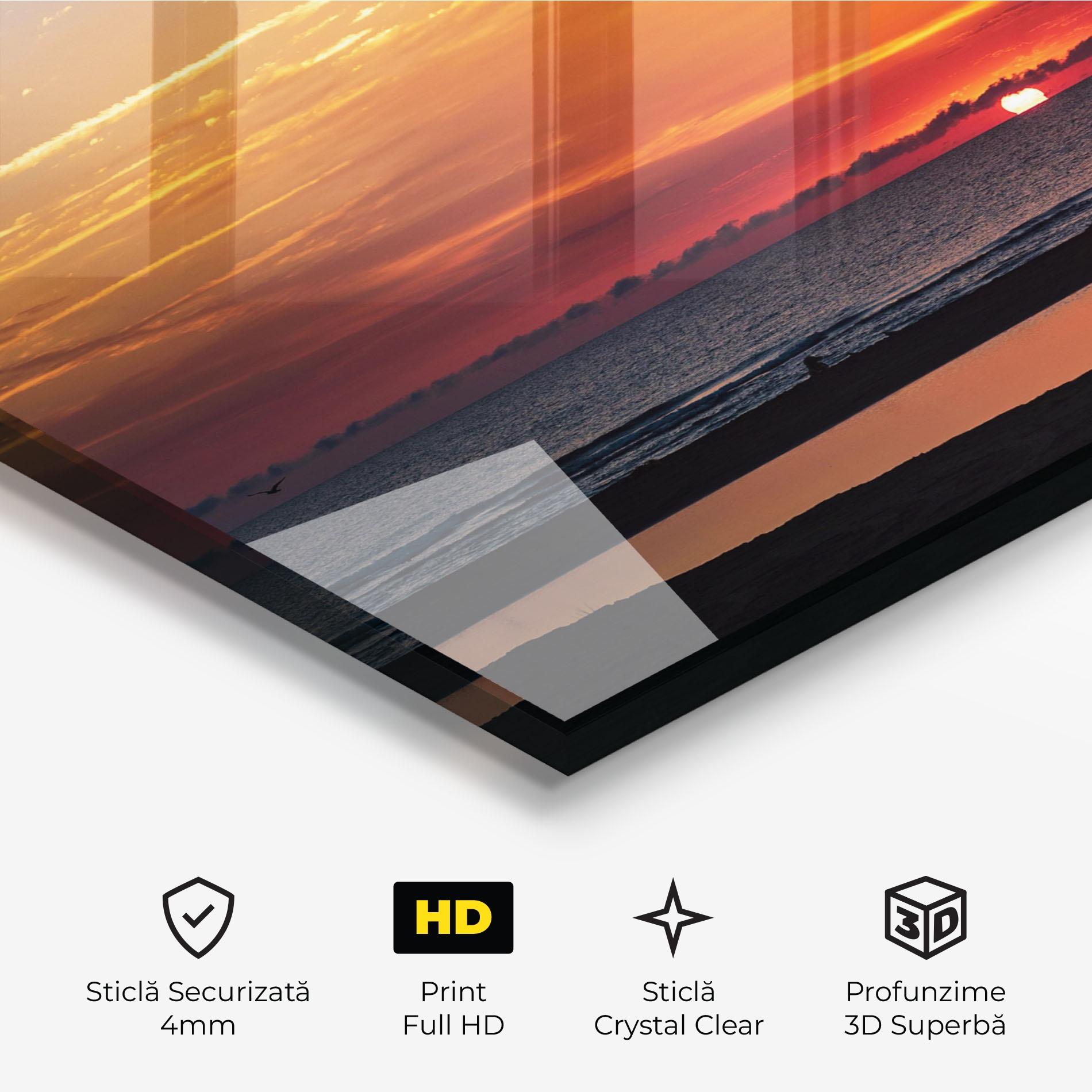 Tablou Sticla Colorful Sunrise Sea mockup 3