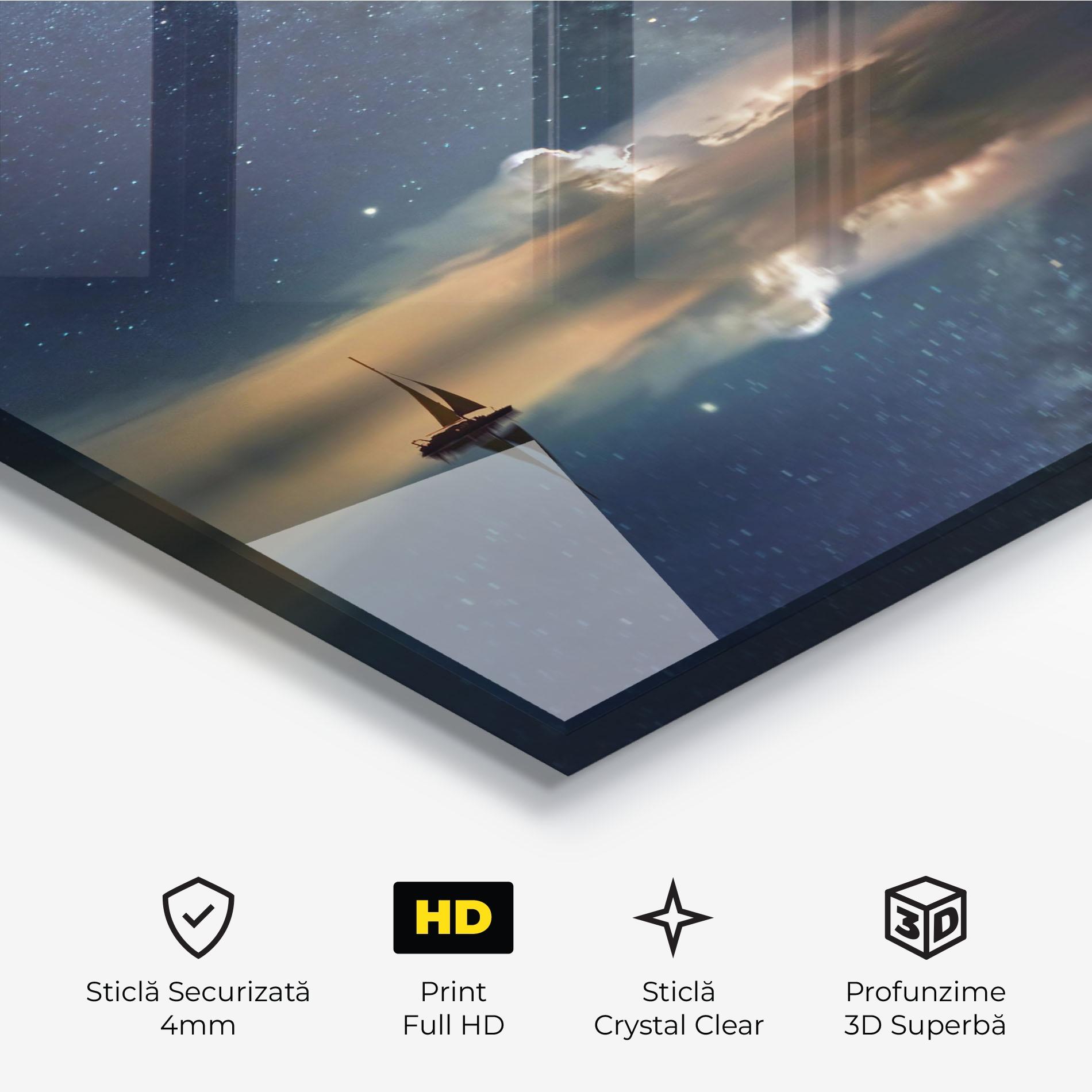 Tablou Sticla Sky Boat mockup 3