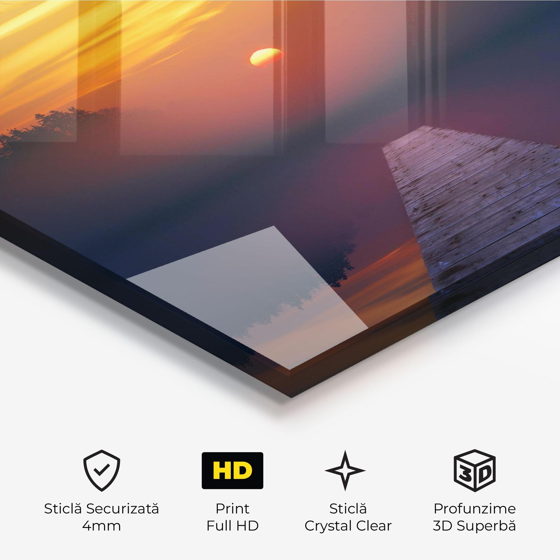 Tablou Sticla Sunset Bridge mockup 3