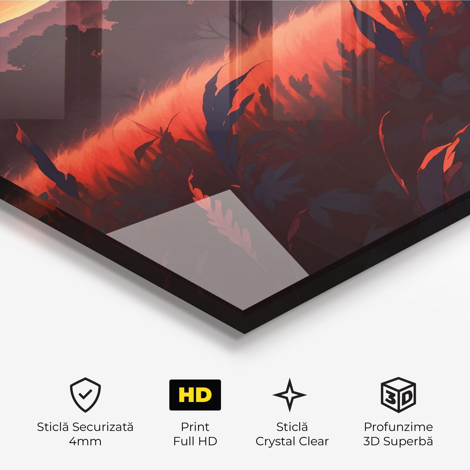 Tablou Sticla Sunset Red Field mockup 3