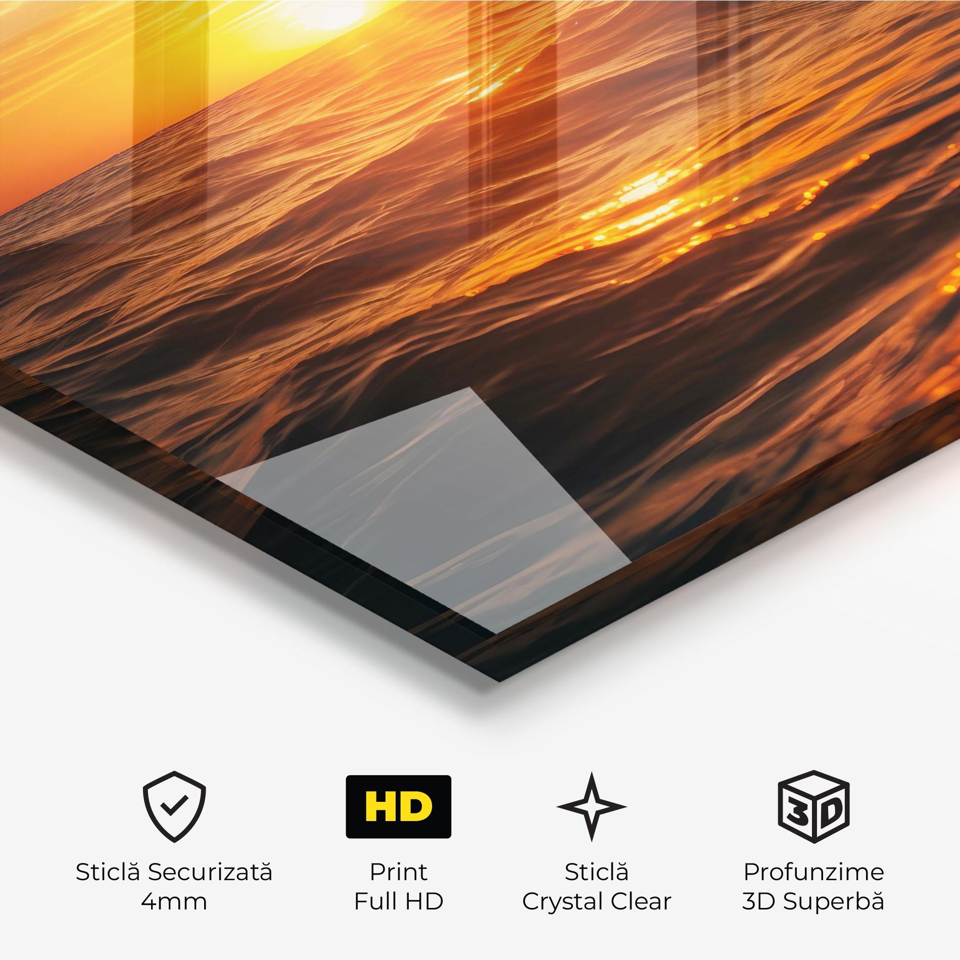 Tablou Sticla Waves During Sunset mockup 3