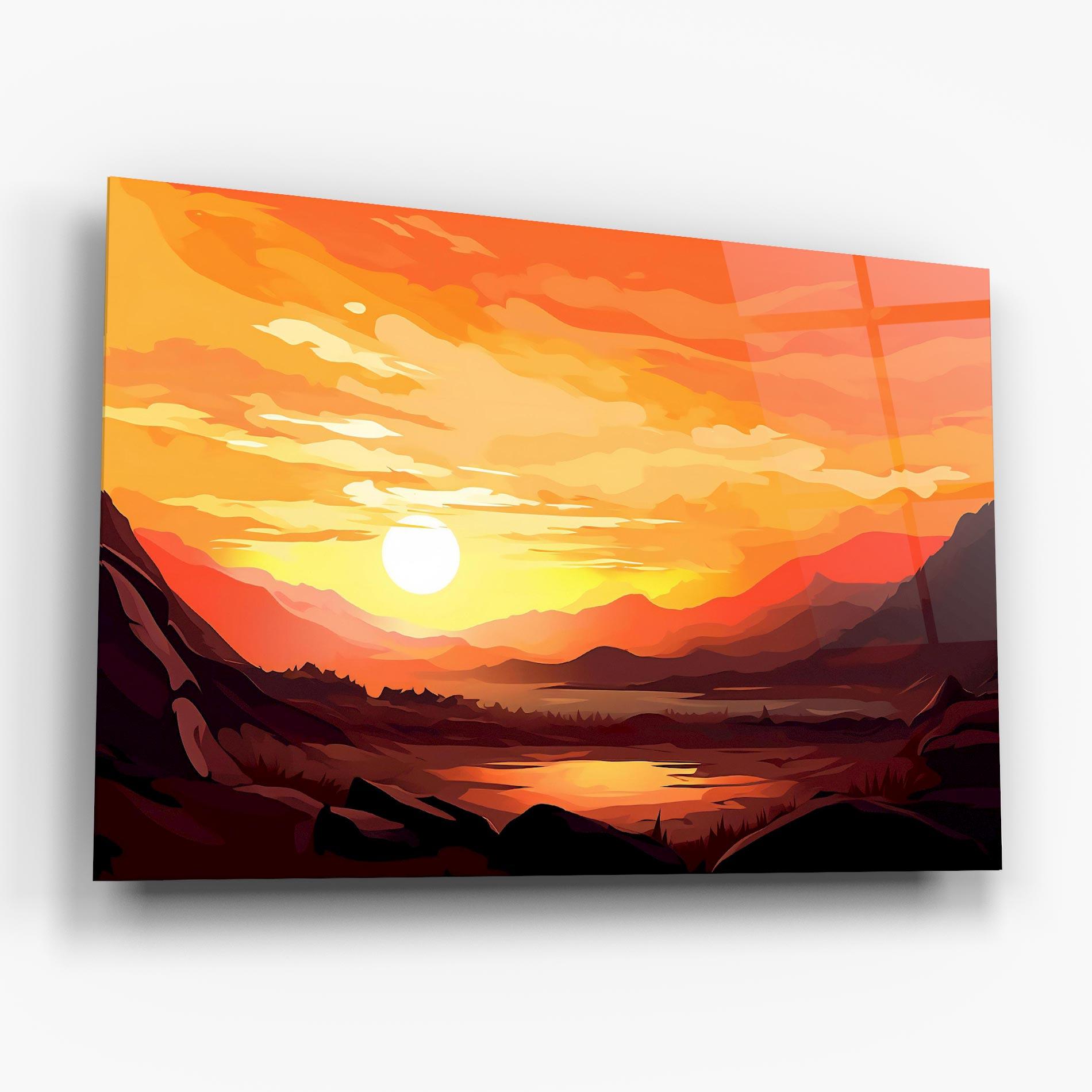 Tablou Sticla Beautiful Sunset Illustration mockup 6