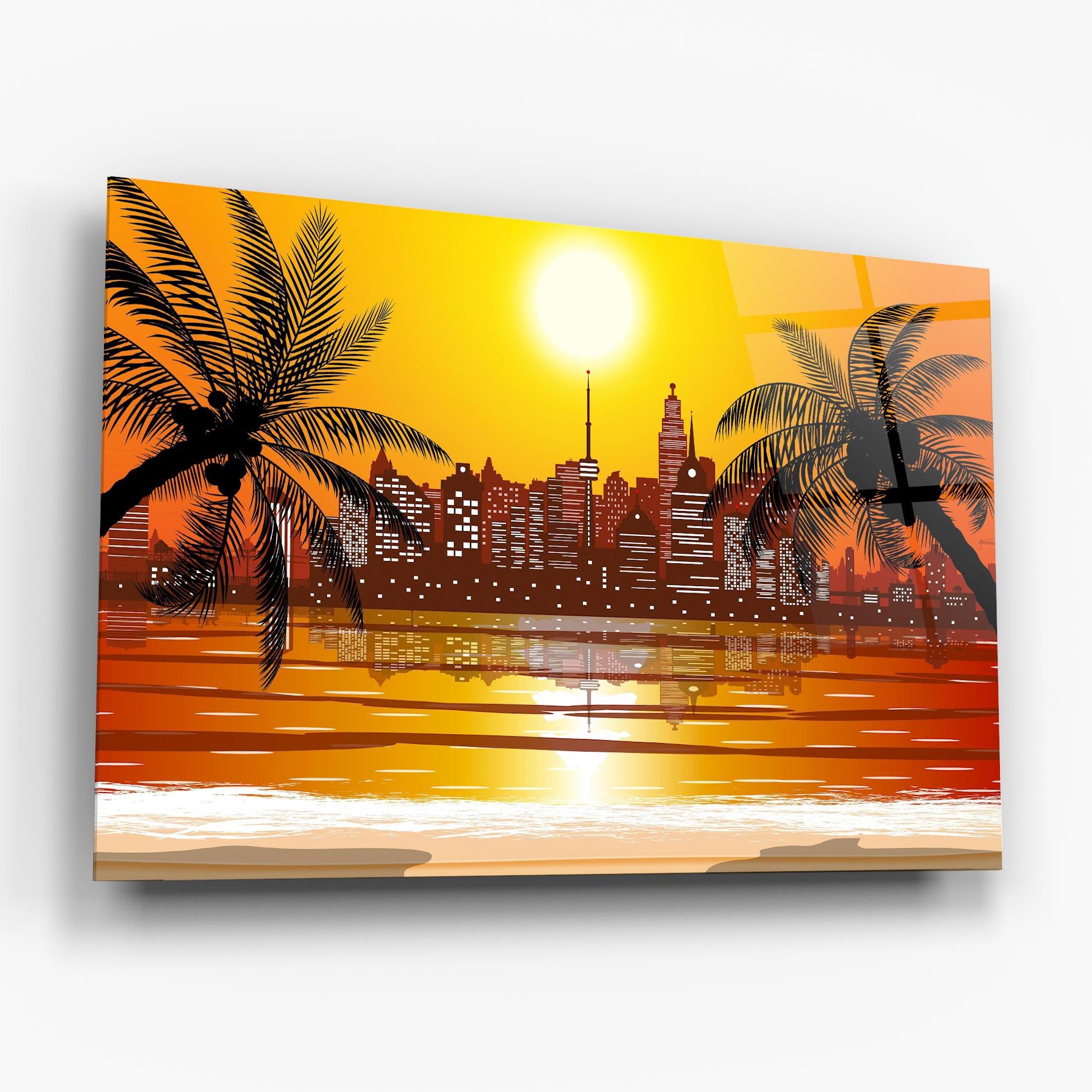 Tablou Sticla City Sunrise View mockup 6