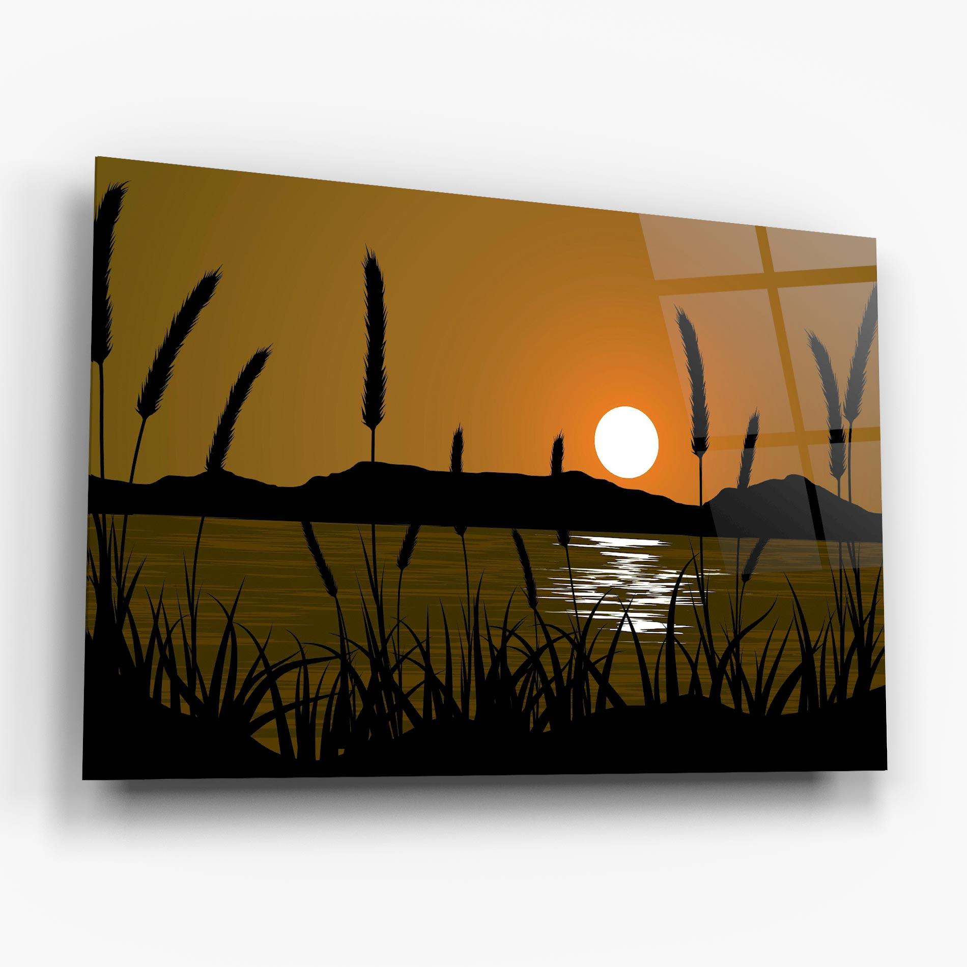 Tablou Sticla Orange Brown Sunset mockup 6