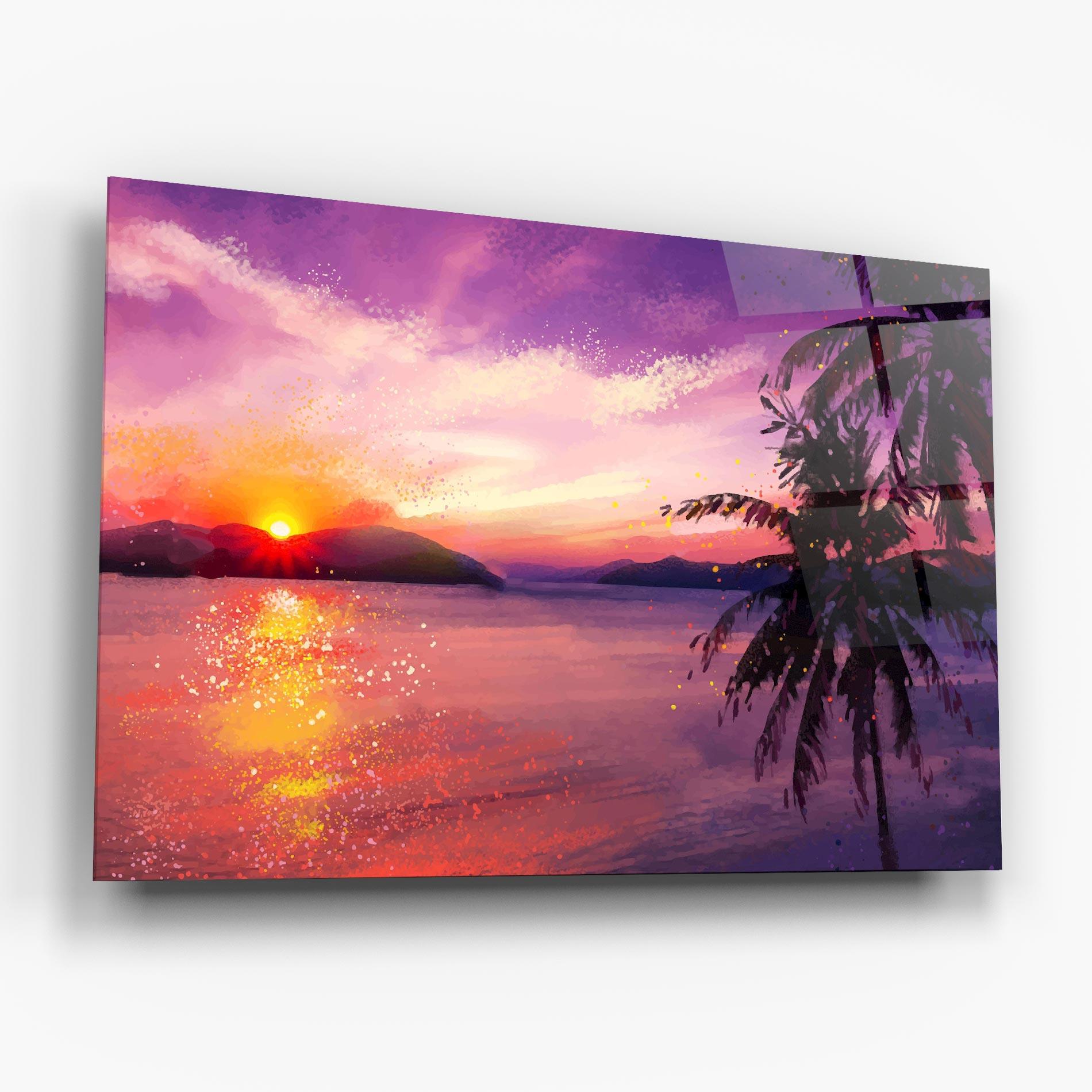 Tablou Sticla Purple Sunrise Art mockup 6