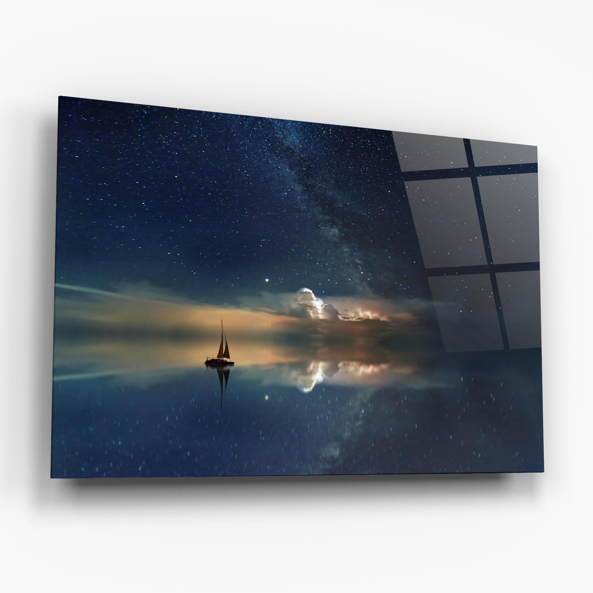 Tablou Sticla Sky Boat mockup 6