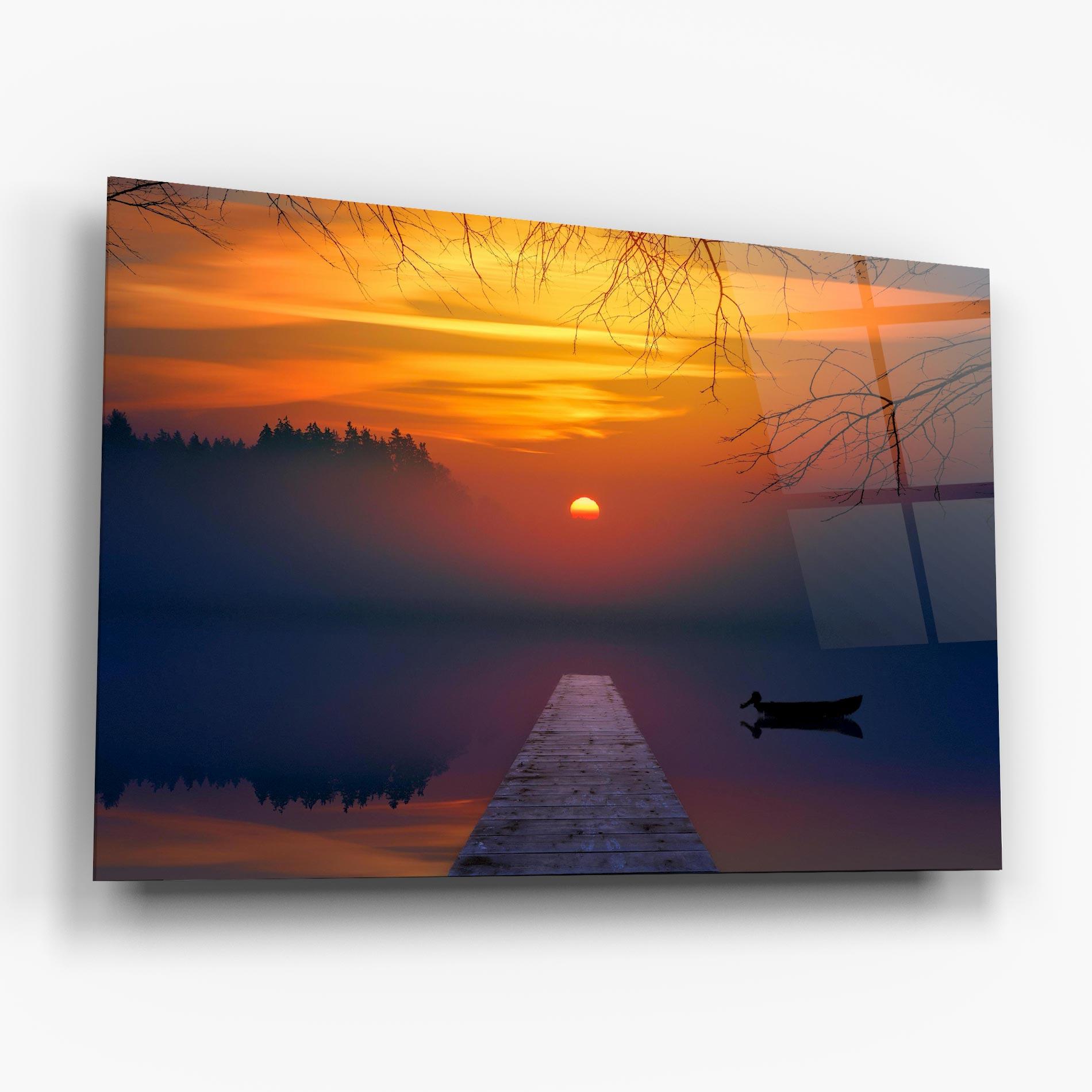 Tablou Sticla Sunset Bridge mockup 6
