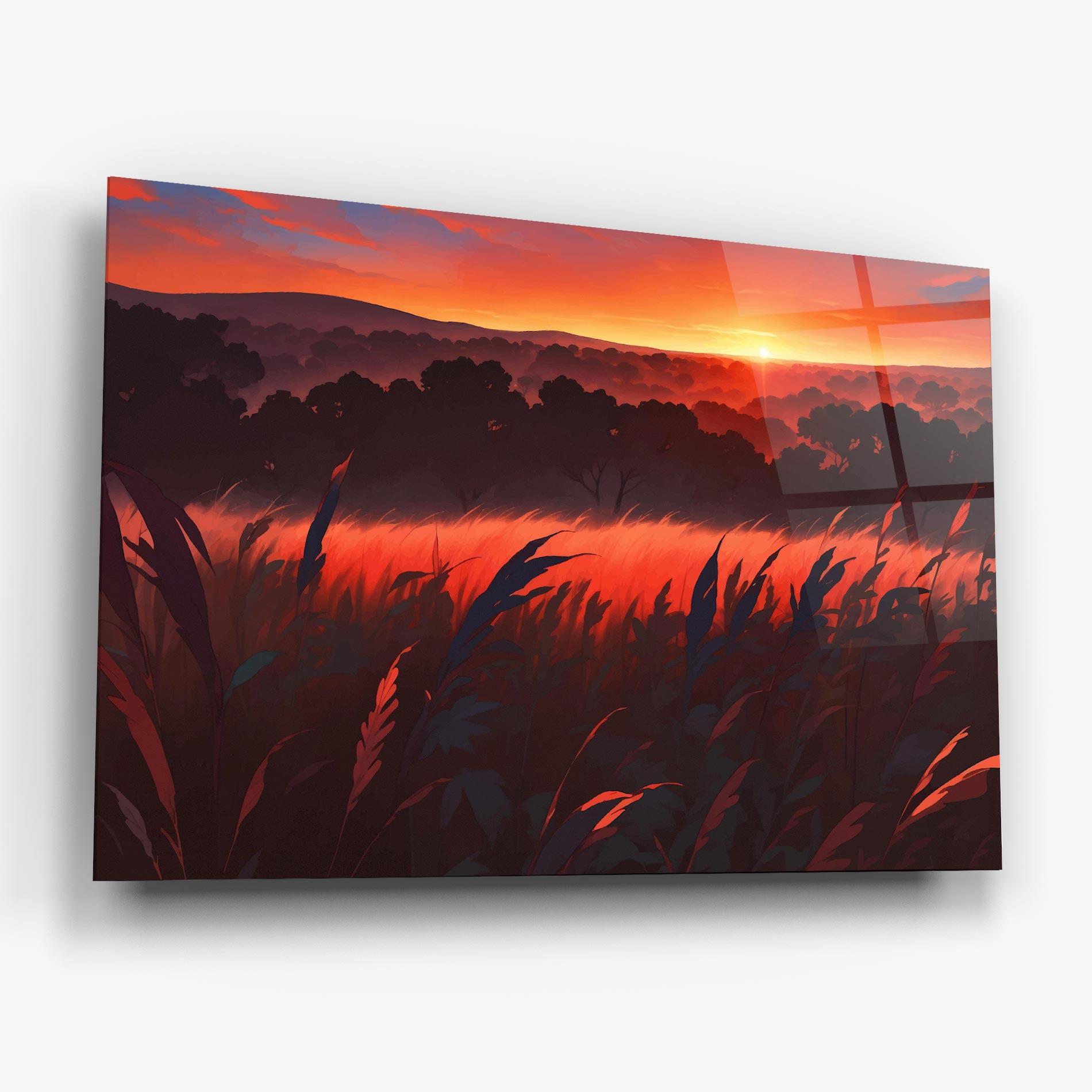 Tablou Sticla Sunset Red Field mockup 6