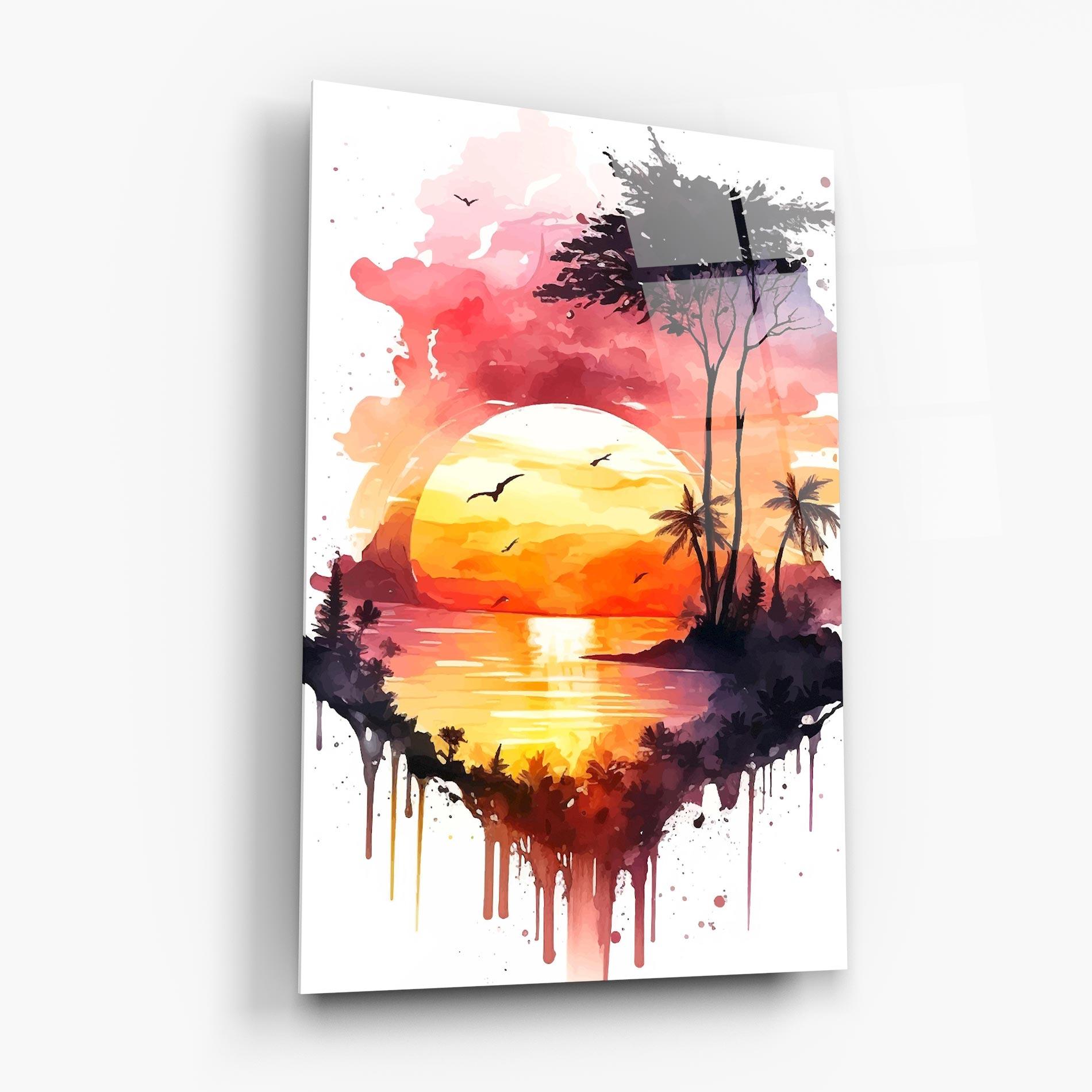 Tablou Sticla Purple Sunset Art mockup 6