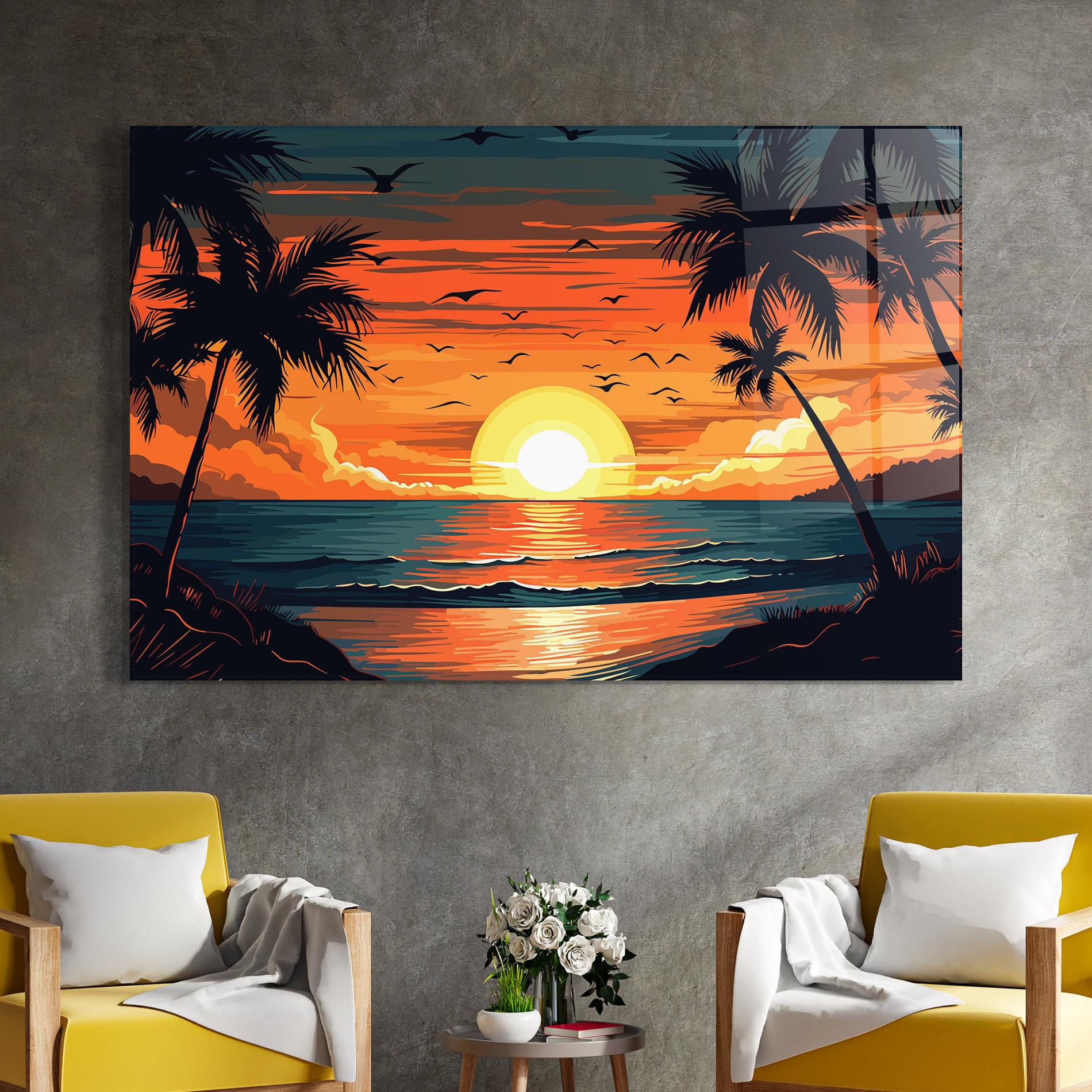 Tablou Sticla Amazing Sunset View mockup 4
