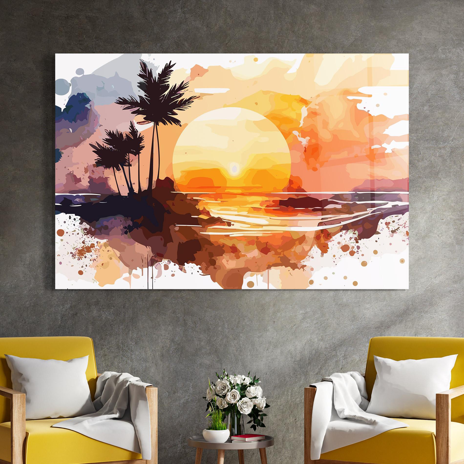 Tablou Sticla Beautiful Sunrise mockup 4