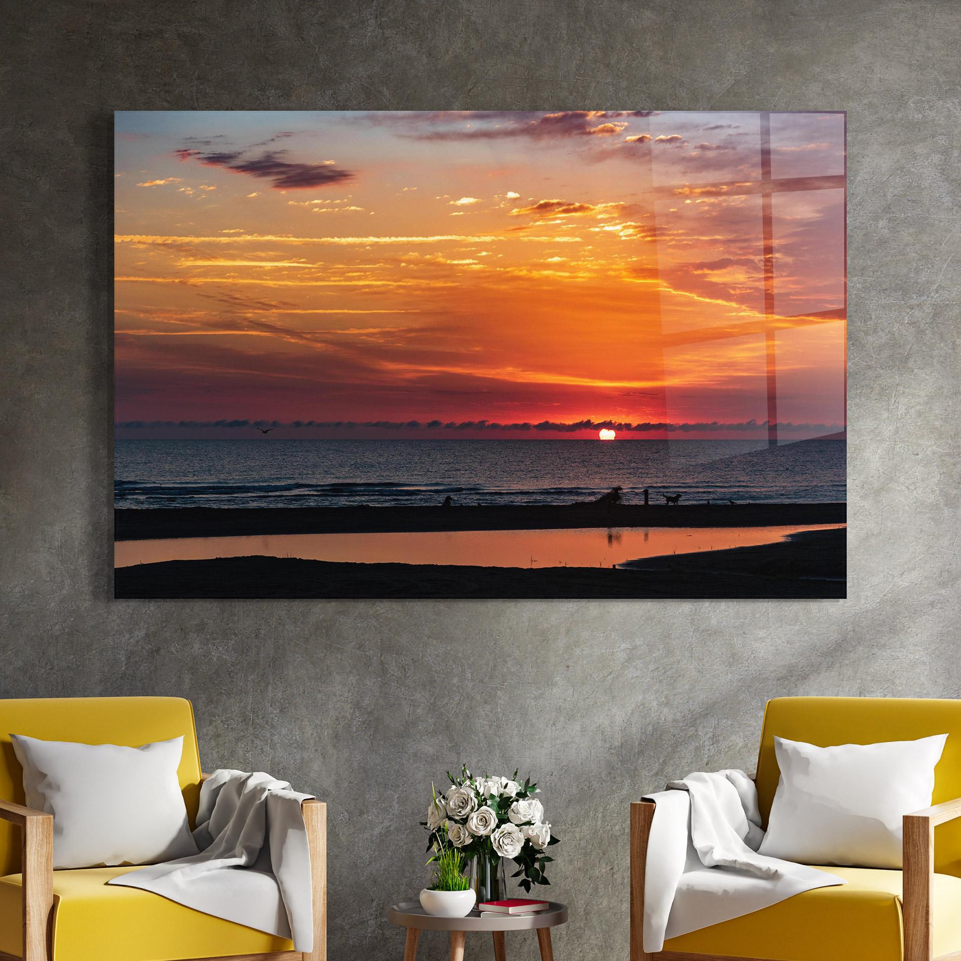 Tablou Sticla Colorful Sunrise Sea mockup 4