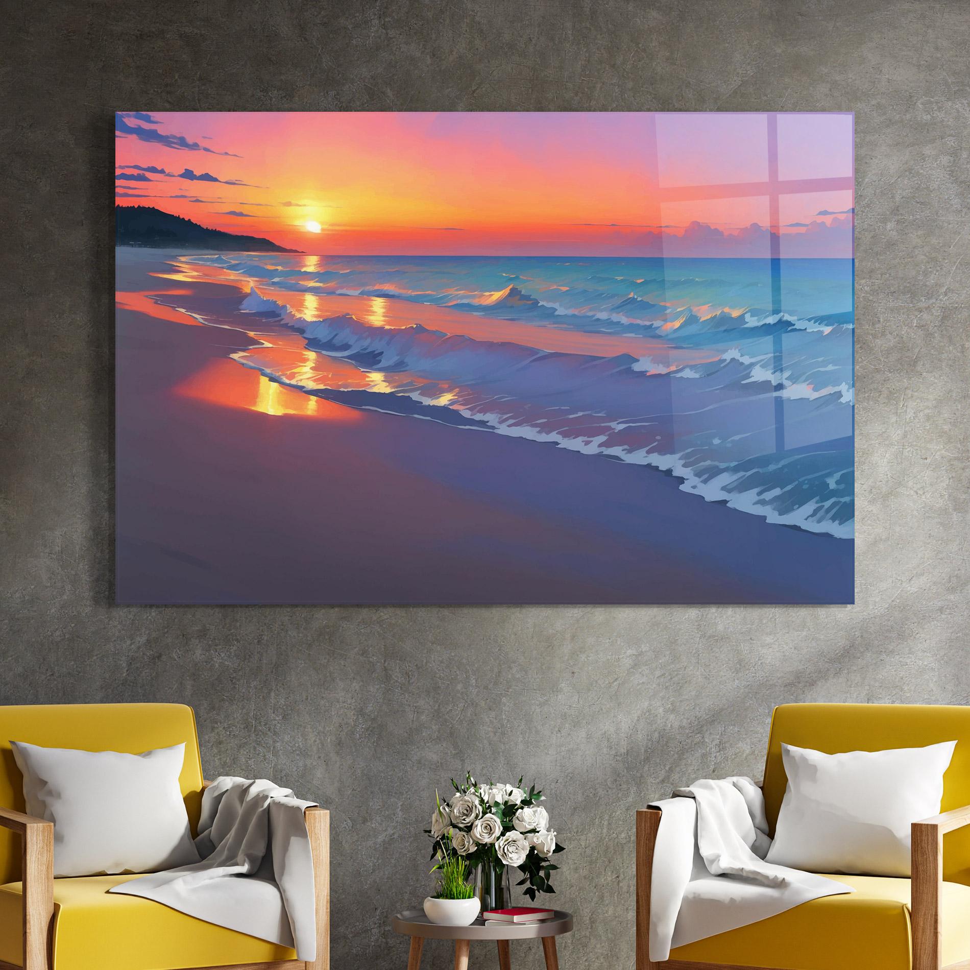 Tablou Sticla Dreamy Beach Sunset mockup 4
