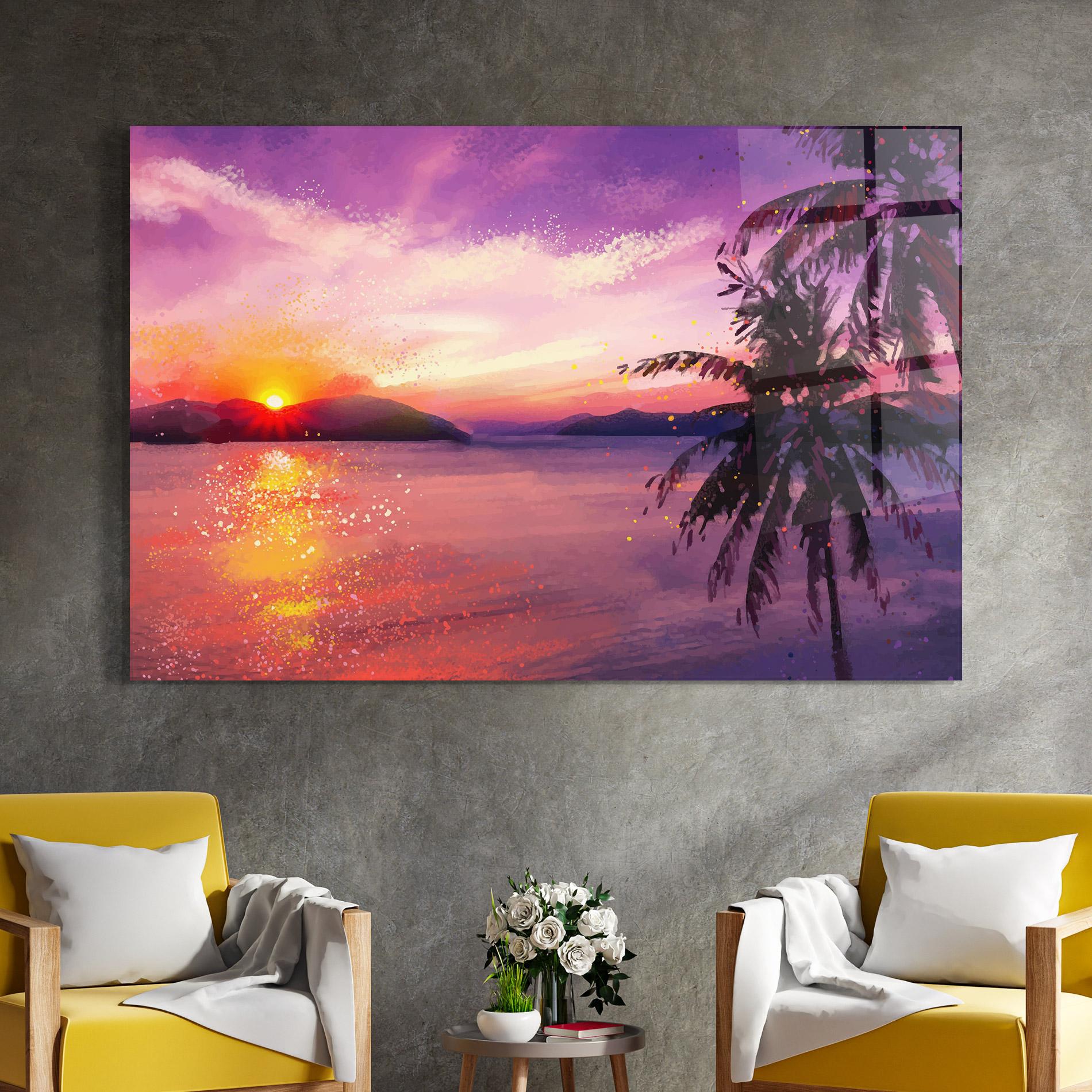 Tablou Sticla Purple Sunrise Art mockup 4