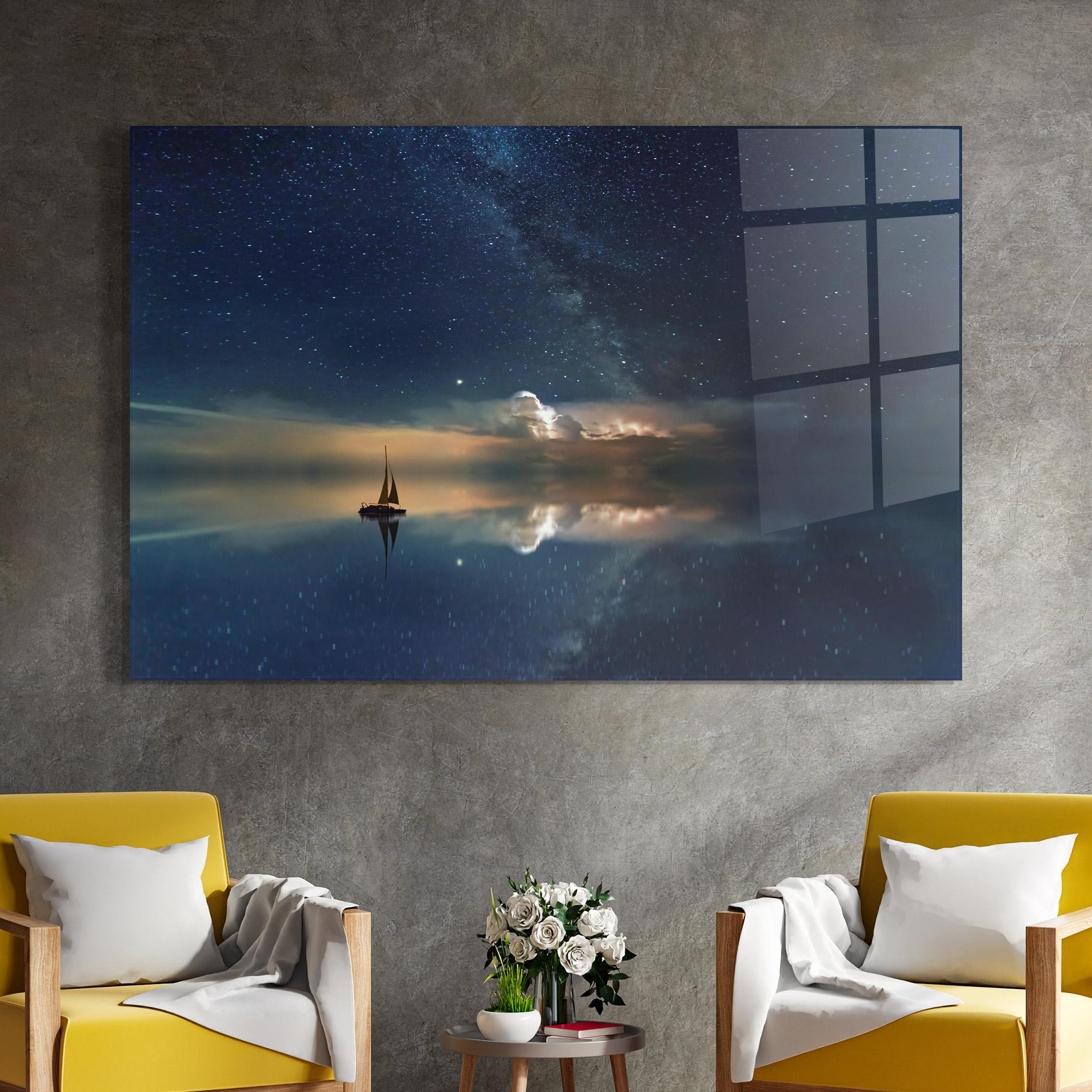 Tablou Sticla Sky Boat mockup 4