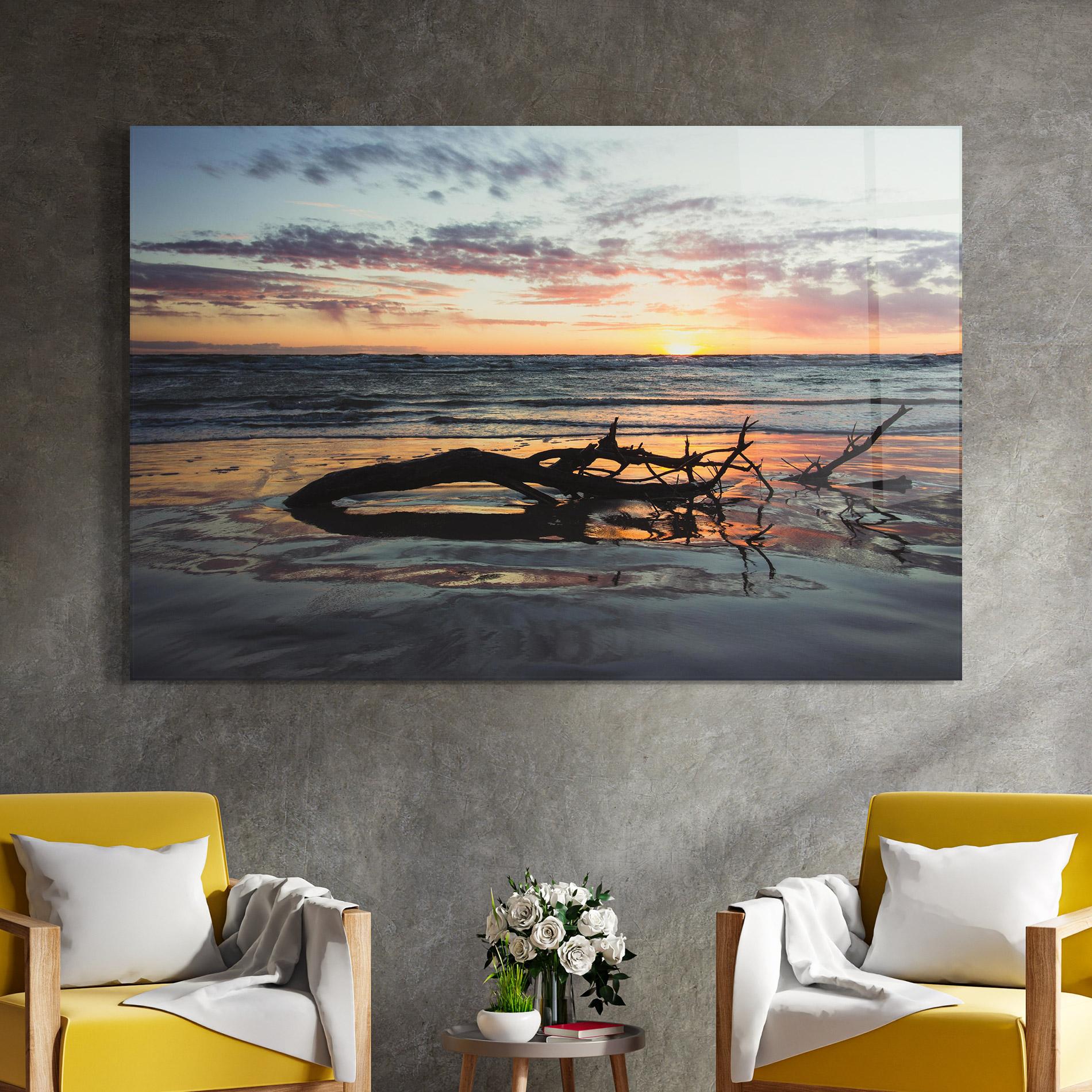 Tablou Sticla Sunset Water Branches mockup 4