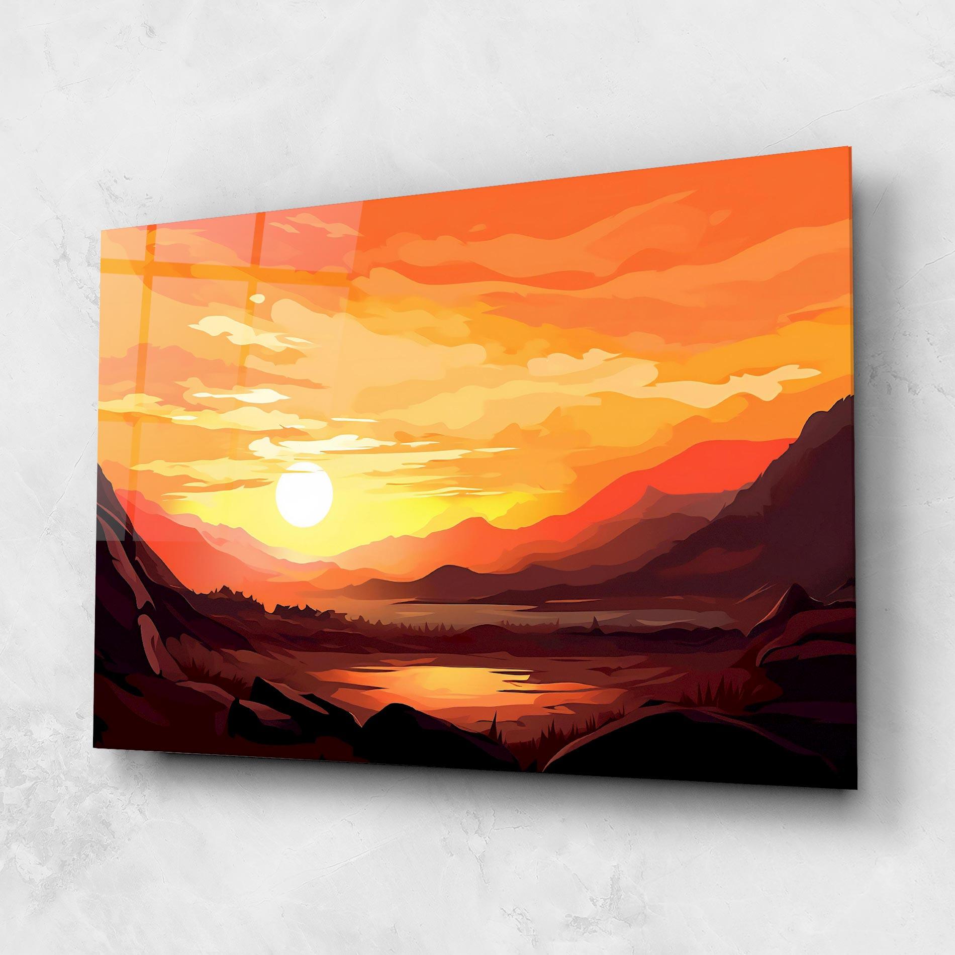 Tablou Sticla Beautiful Sunset Illustration mockup 1