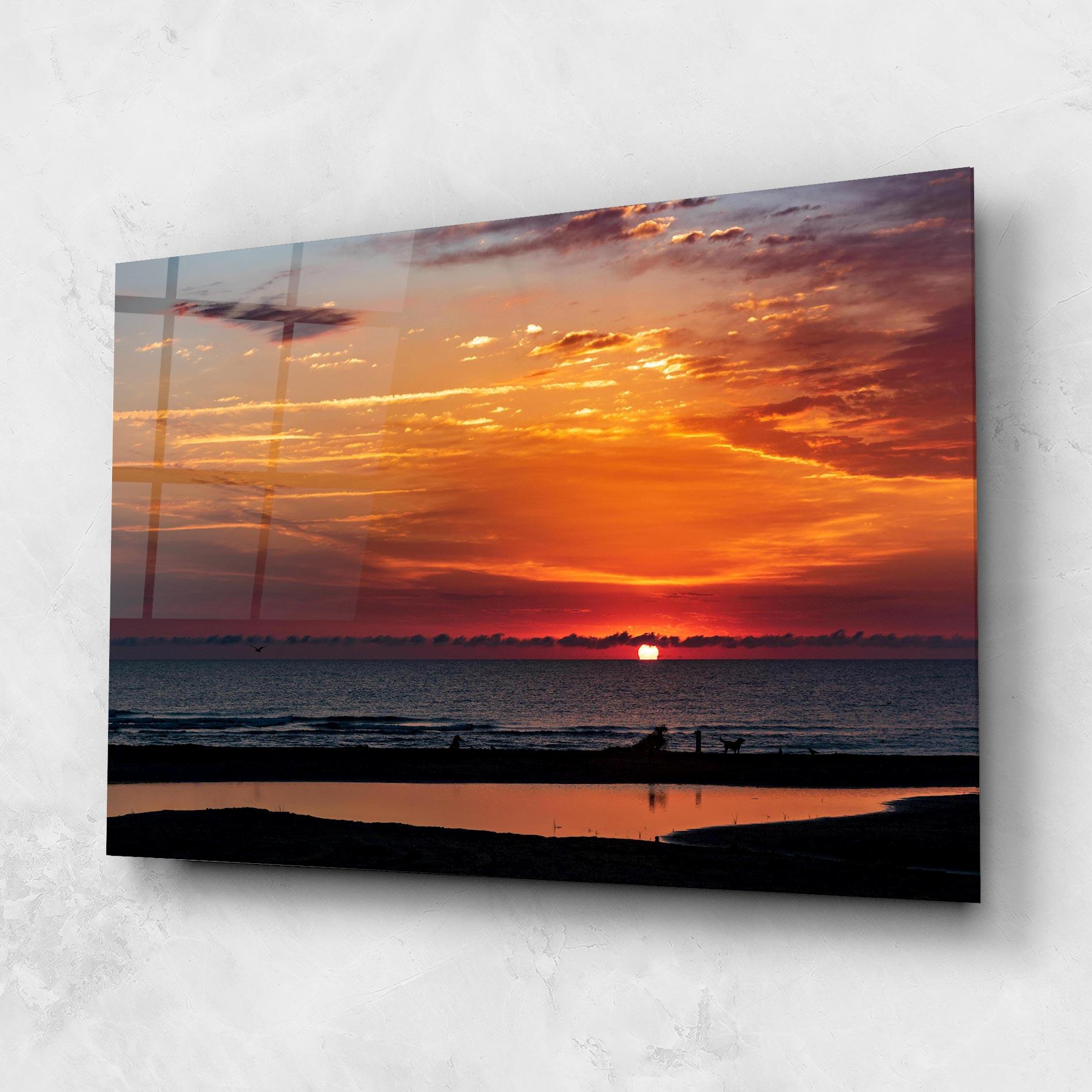Tablou Sticla Colorful Sunrise Sea mockup 1
