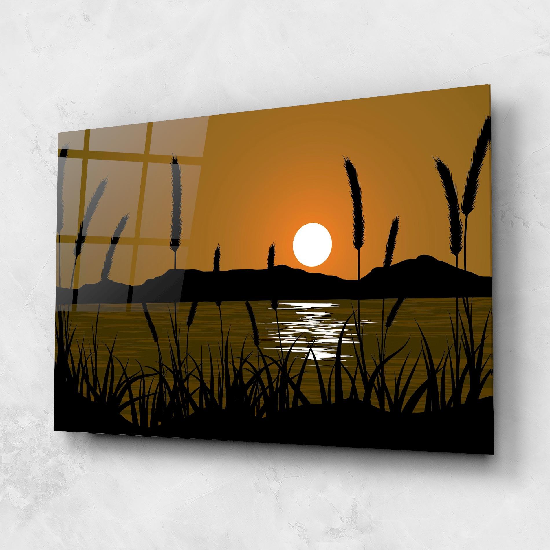 Tablou Sticla Orange Brown Sunset mockup 1