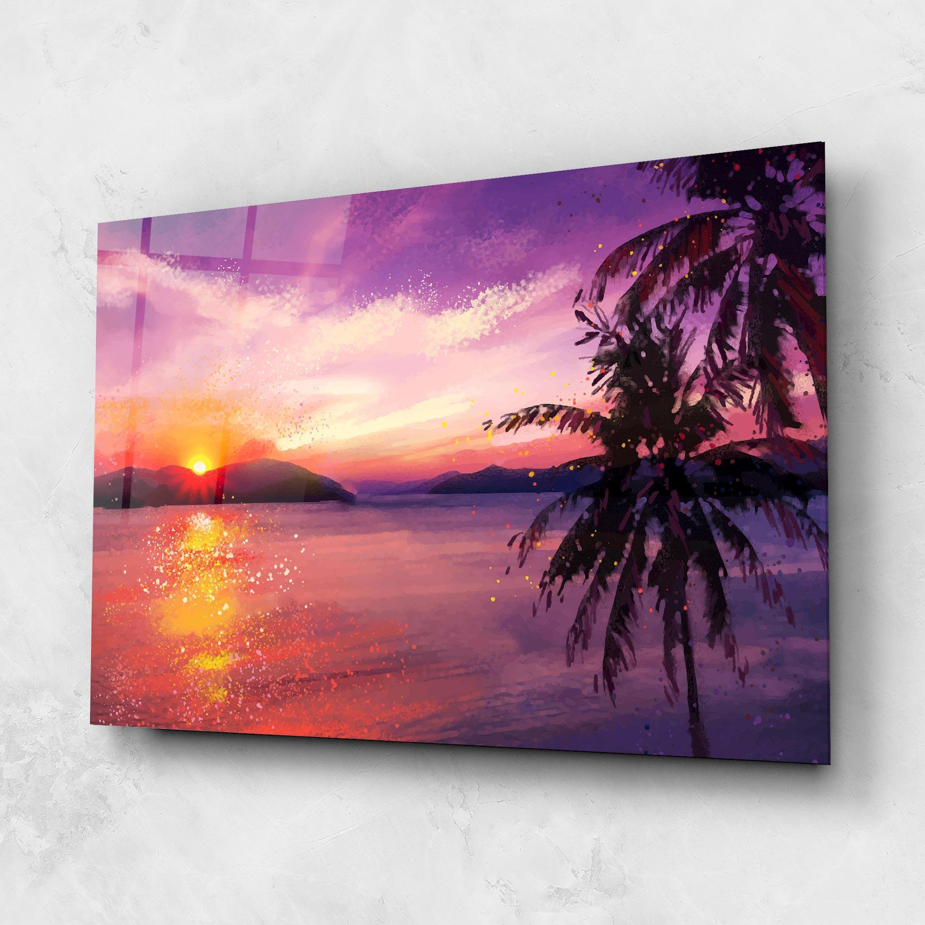 Tablou Sticla Purple Sunrise Art mockup 1