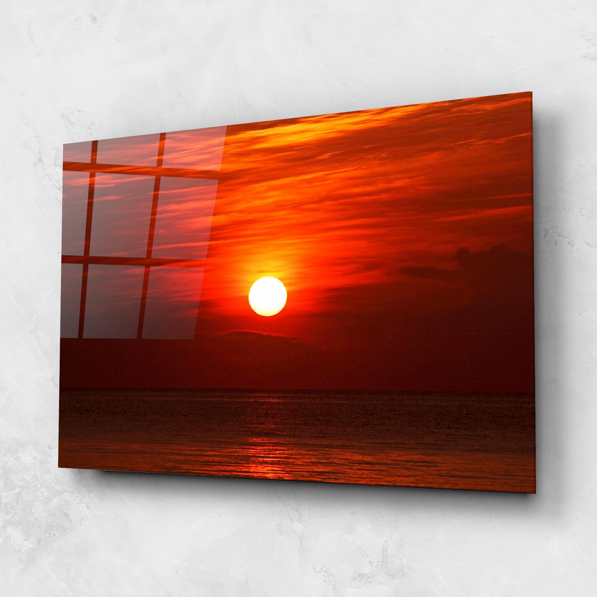 Tablou Sticla Red Sky Sunset mockup 1