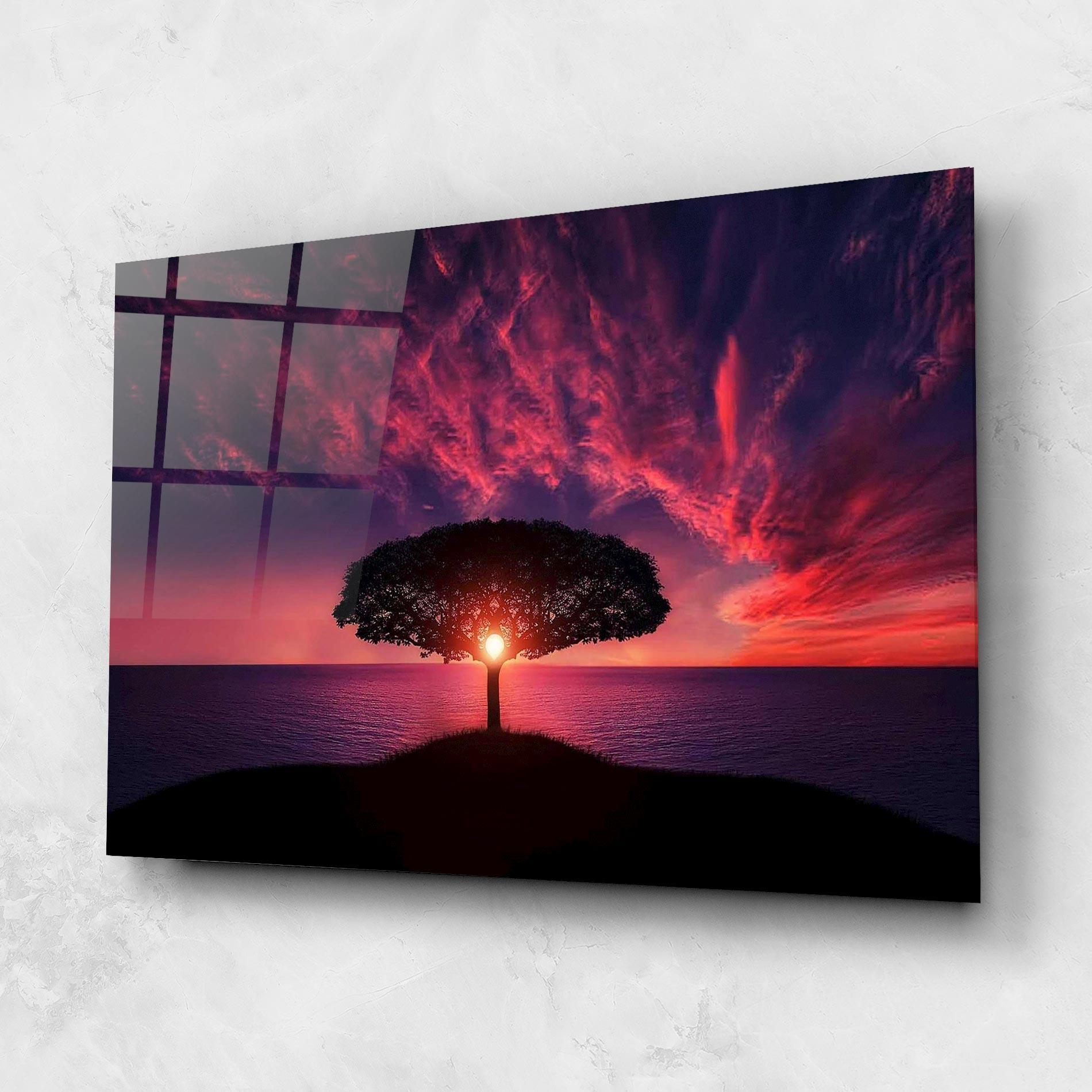 Tablou Sticla Sun Tree mockup 1