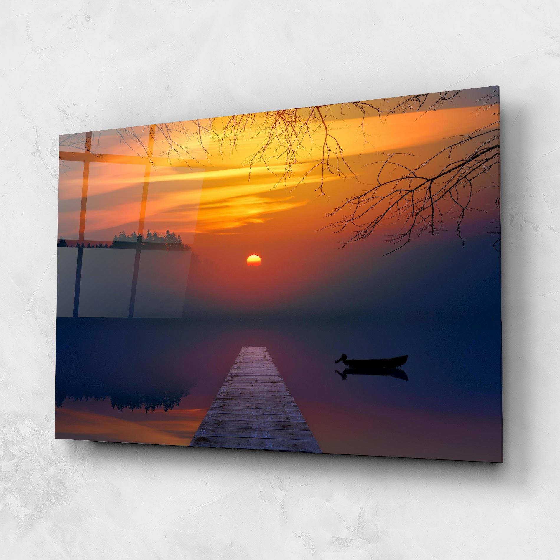 Tablou Sticla Sunset Bridge mockup 1