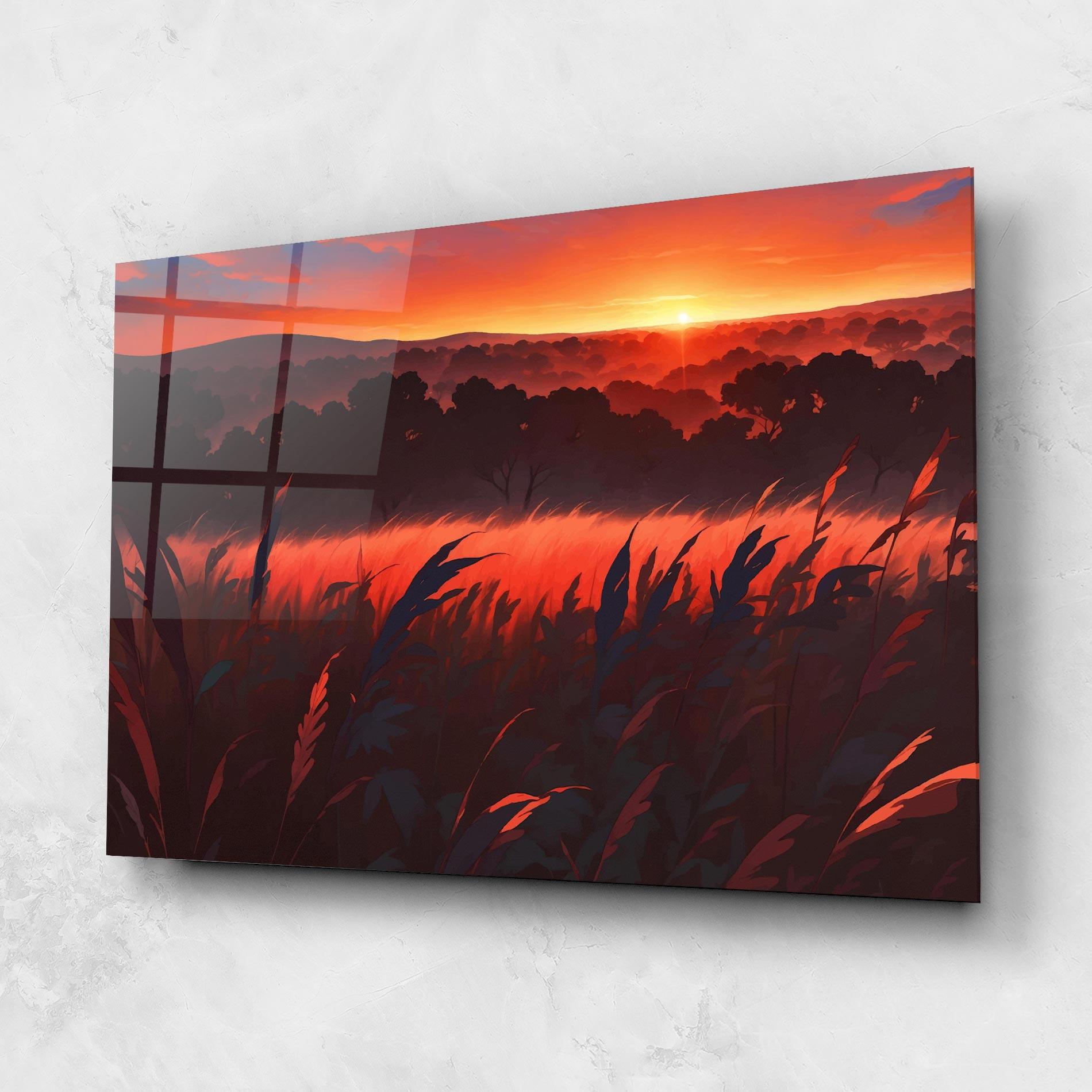 Tablou Sticla Sunset Red Field mockup 1