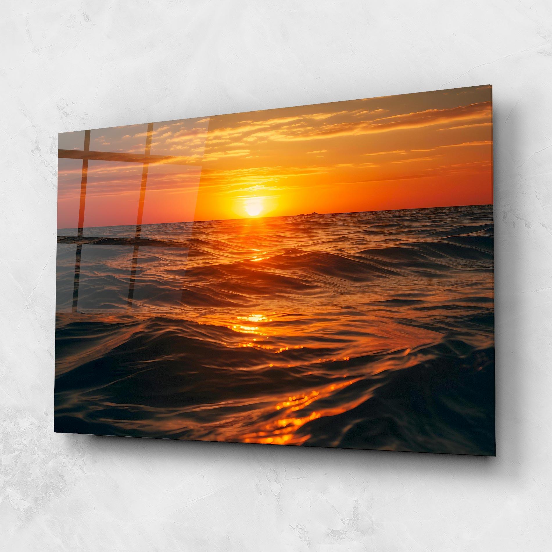 Tablou Sticla Waves During Sunset mockup 1