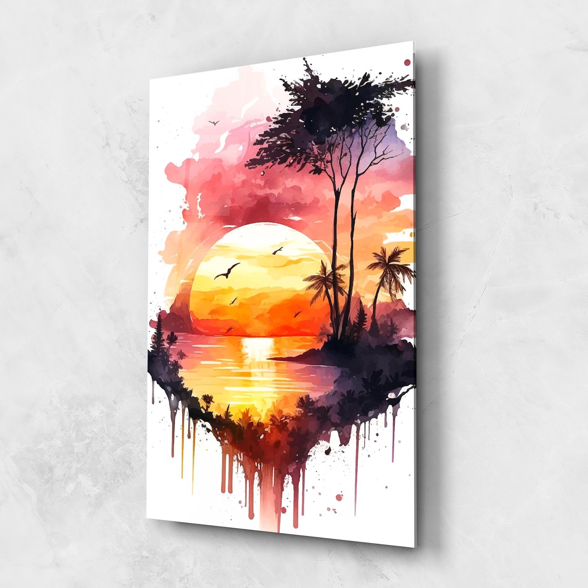 Tablou Sticla Purple Sunset Art mockup 1