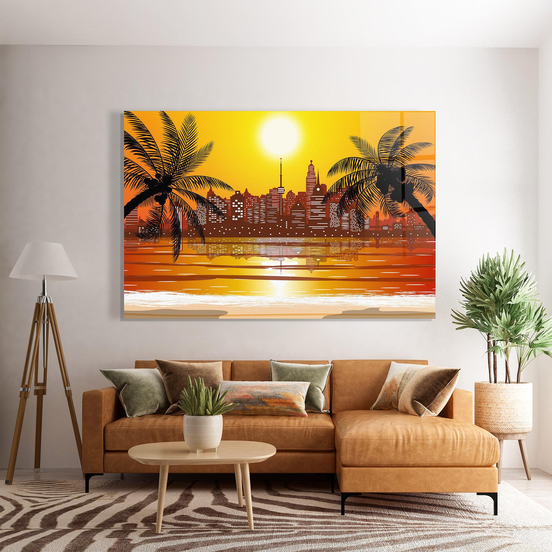 Tablou Sticla City Sunrise View mockup 7