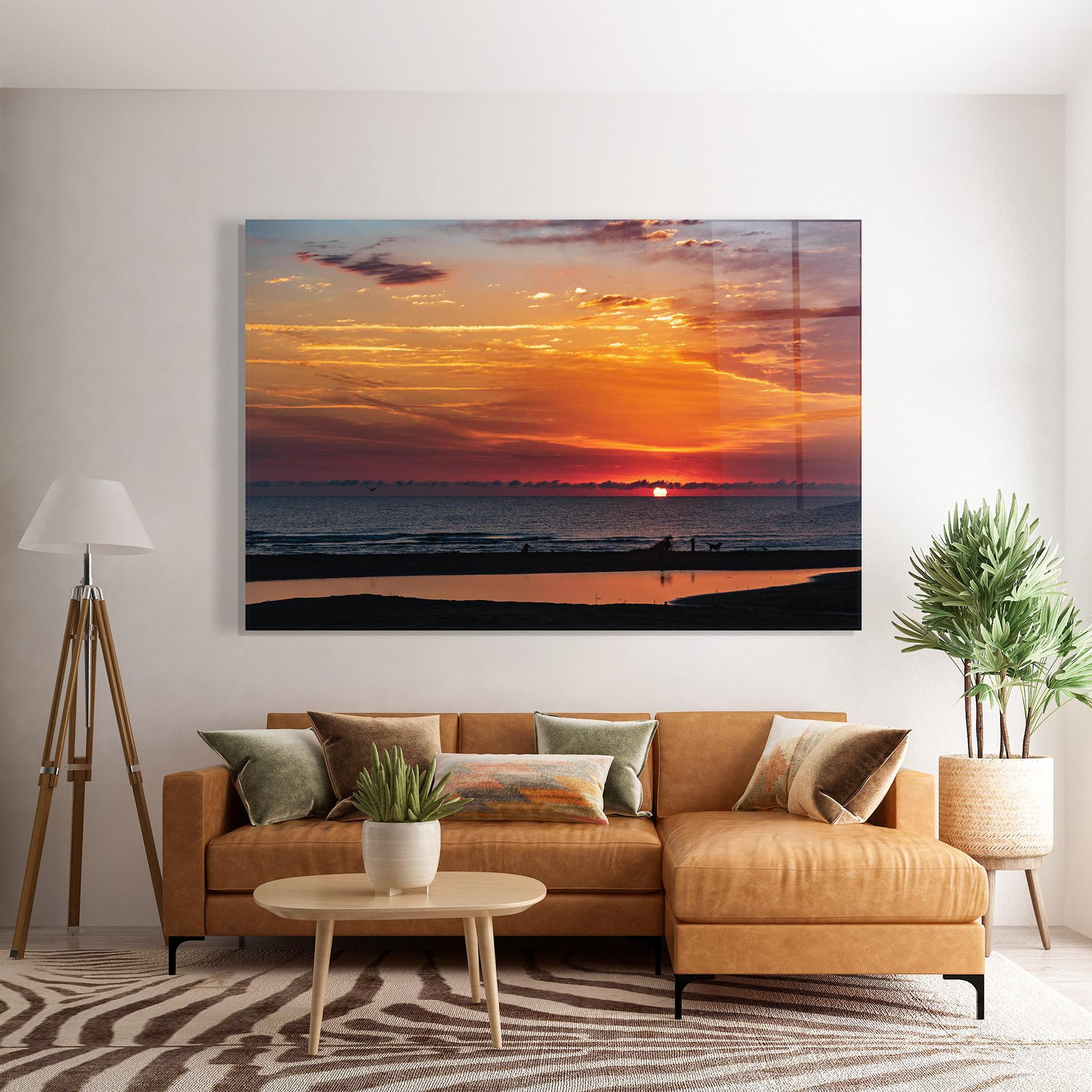 Tablou Sticla Colorful Sunrise Sea mockup 7