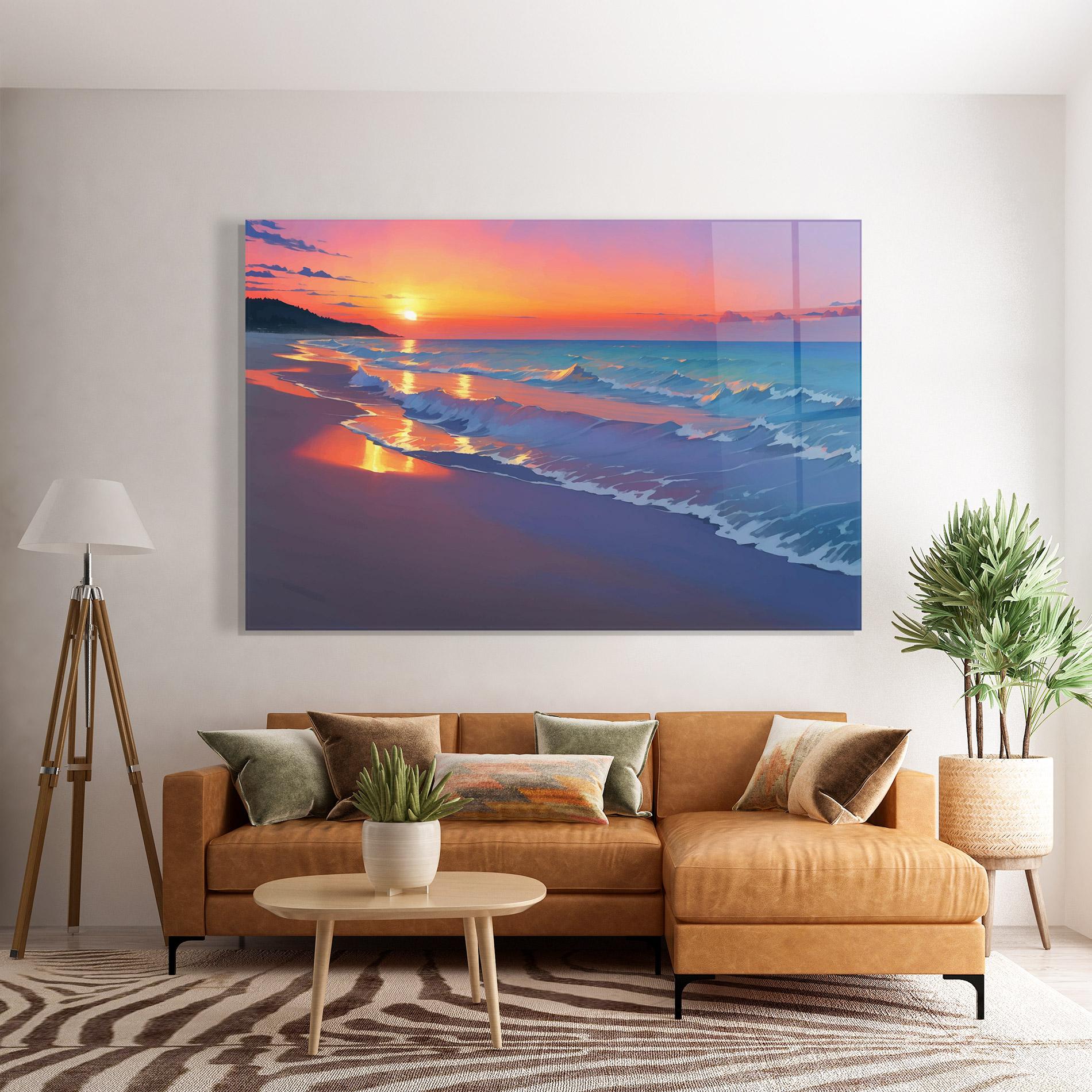 Tablou Sticla Dreamy Beach Sunset mockup 7