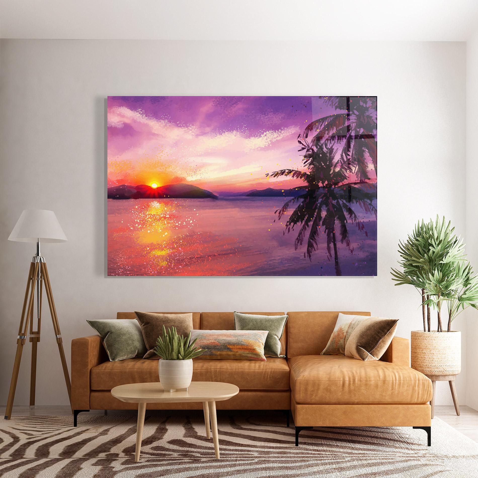Tablou Sticla Purple Sunrise Art mockup 7