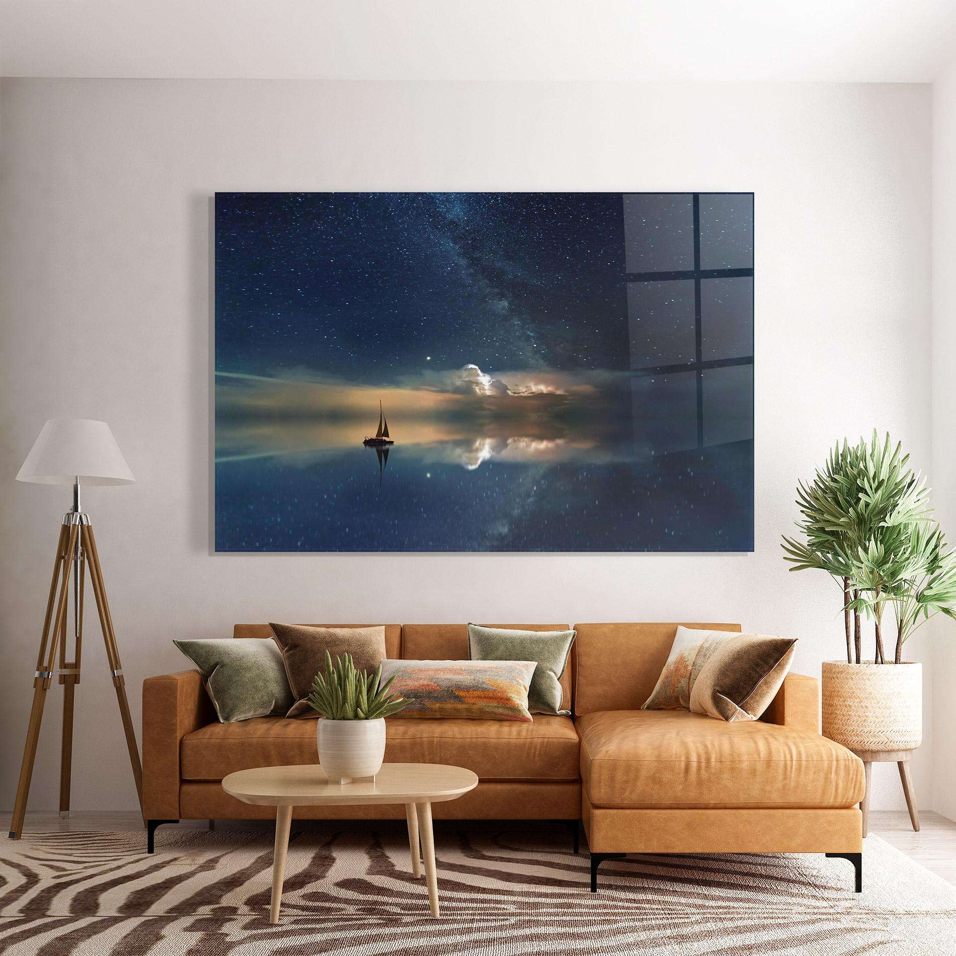 Tablou Sticla Sky Boat mockup 7