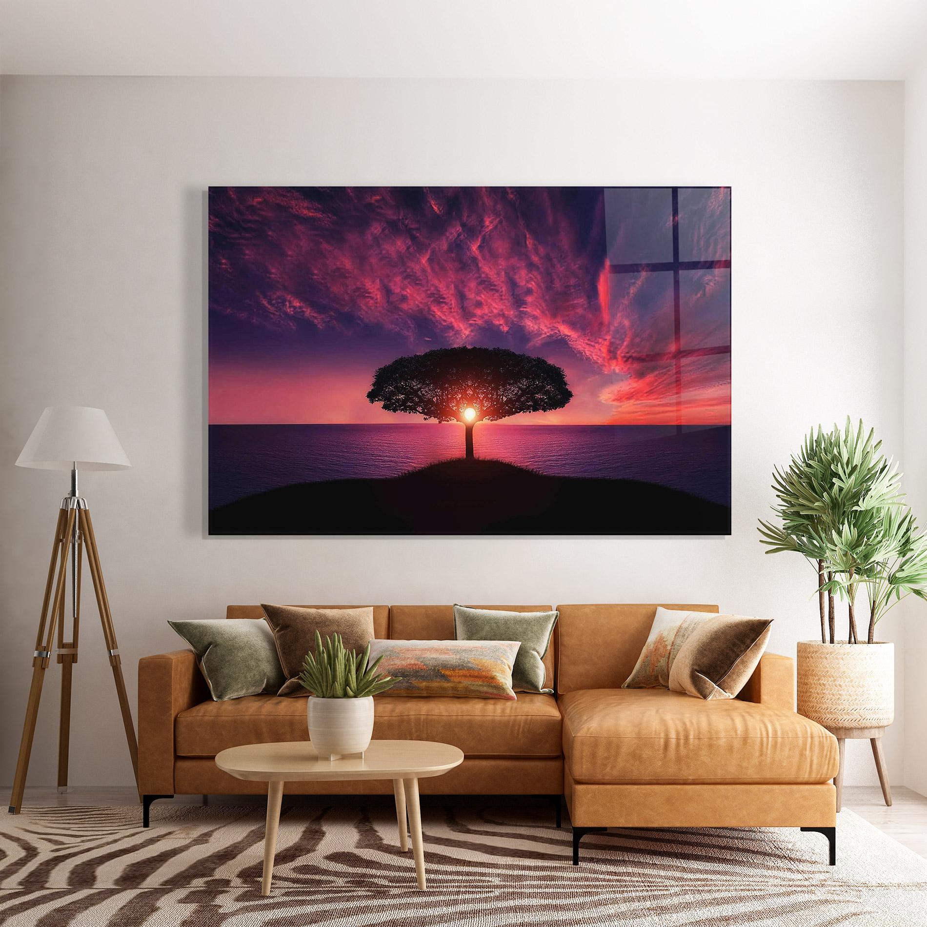 Tablou Sticla Sun Tree mockup 7