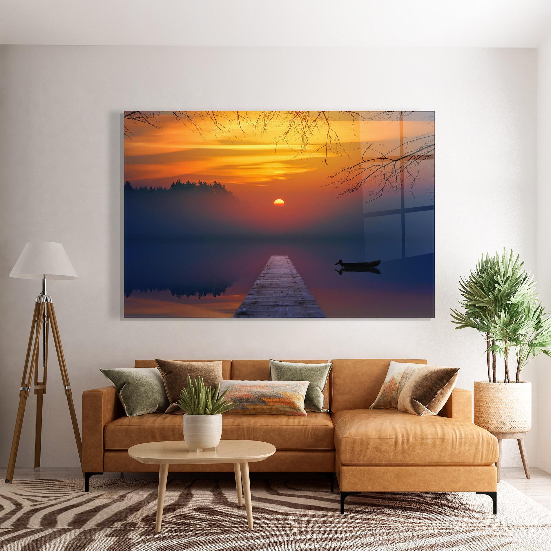 Tablou Sticla Sunset Bridge mockup 7