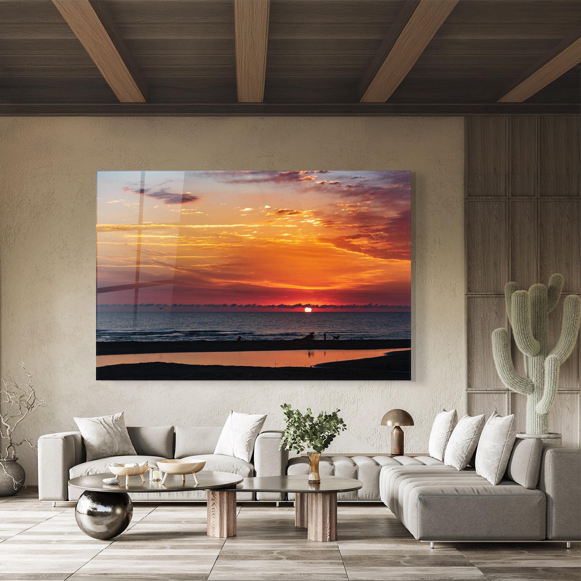 Tablou Sticla Colorful Sunrise Sea mockup 8