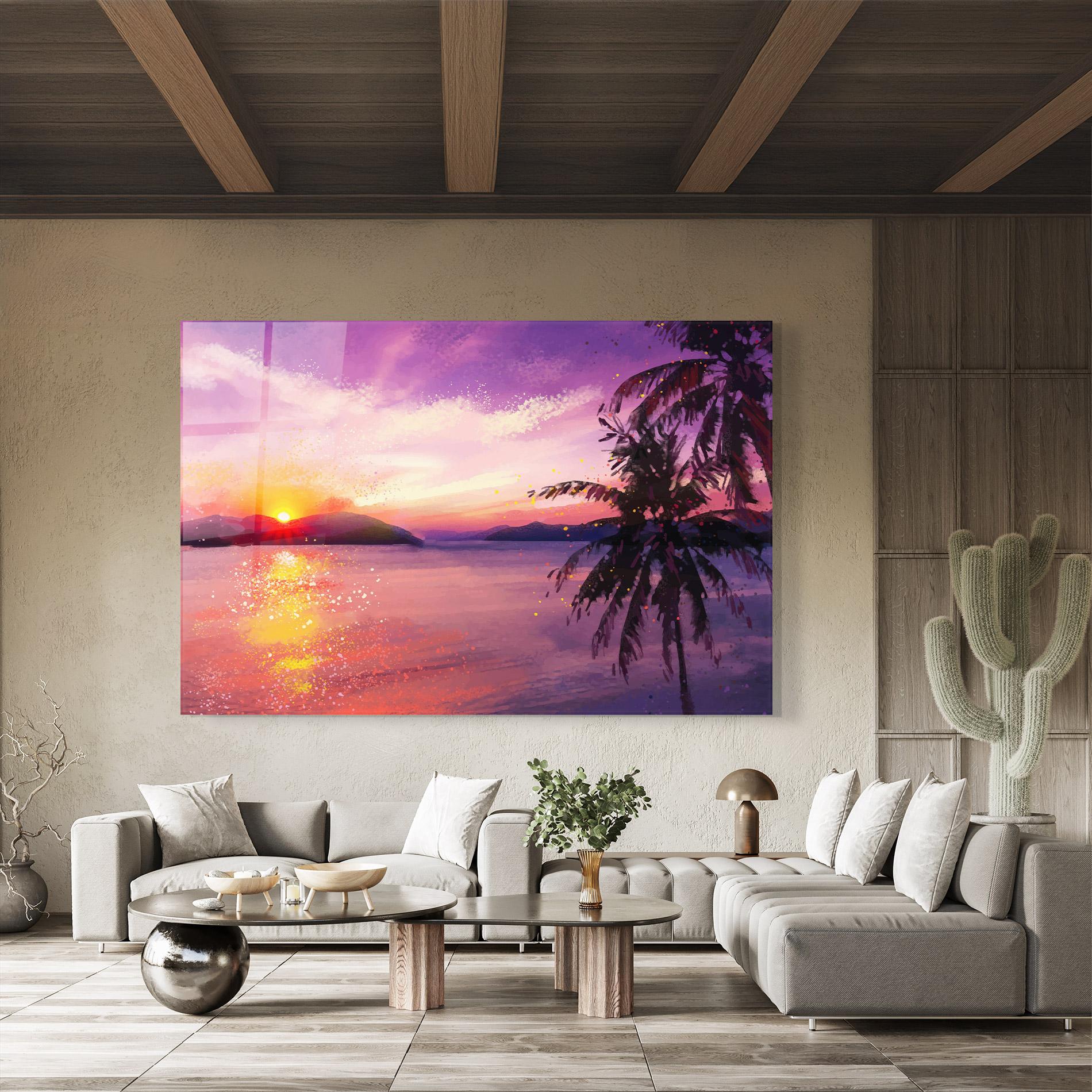 Tablou Sticla Purple Sunrise Art mockup 8