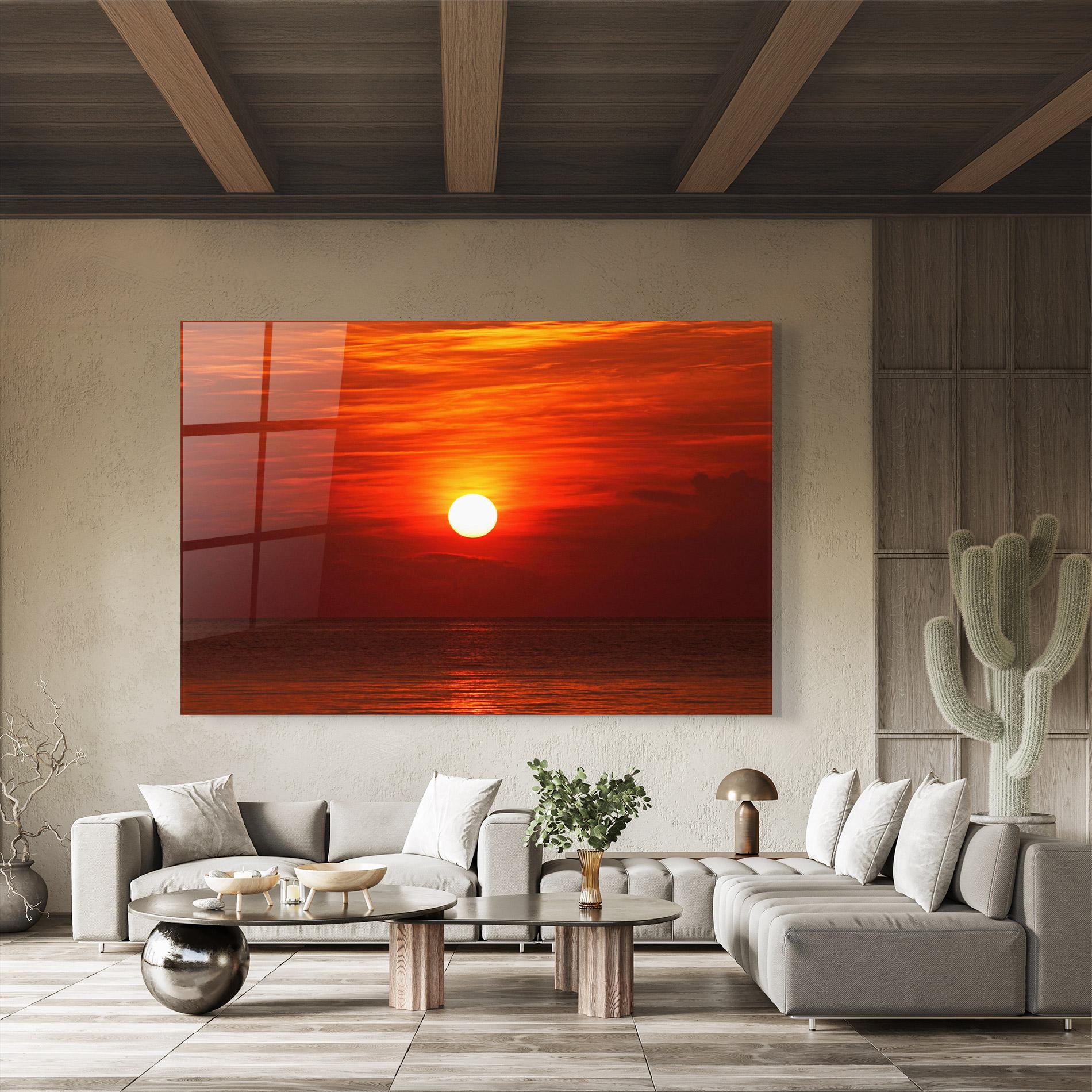 Tablou Sticla Red Sky Sunset mockup 8