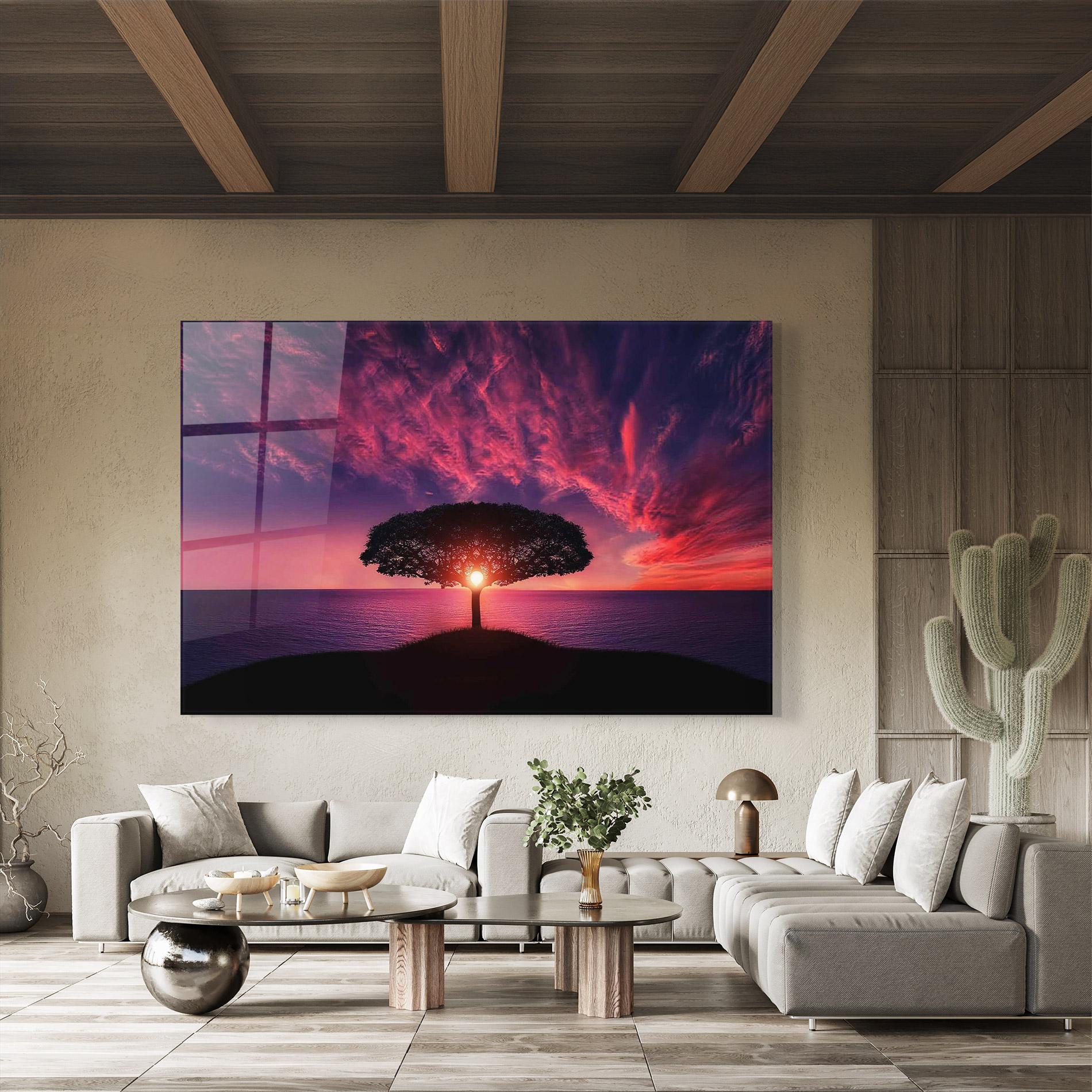 Tablou Sticla Sun Tree mockup 8