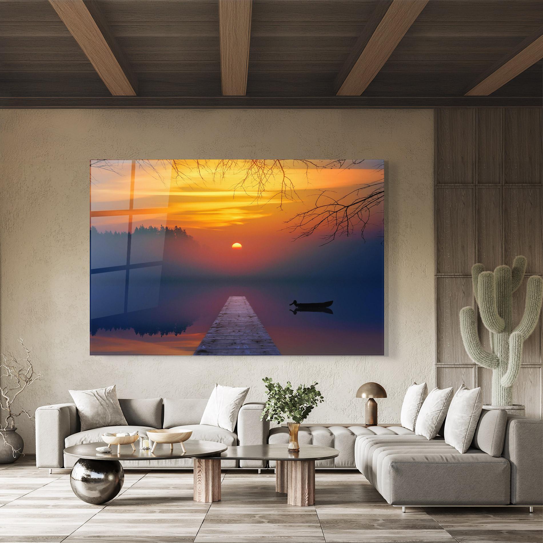 Tablou Sticla Sunset Bridge mockup 8